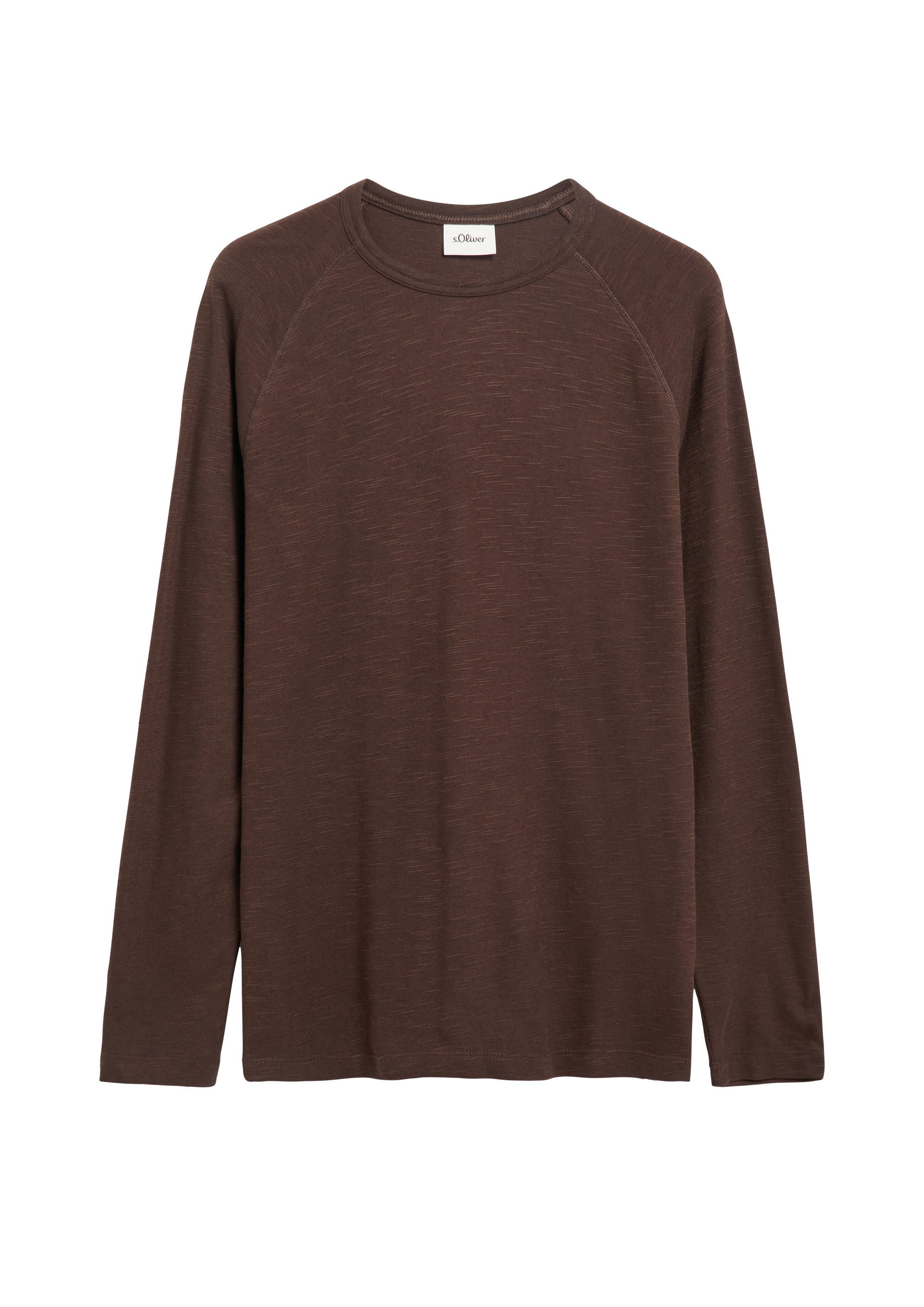 s.Oliver Langarmshirt T-Shirt Raglan-Longsleeve aus Flammgarn-Jersey