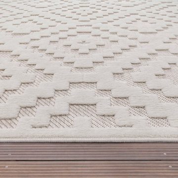 Teppich Livorno 672, Paco Home, rechteckig, Höhe: 14 mm, Uni-Farben, Scandi, Rauten Muster, Hoch-Tief Effekt, Outdoor geeignet