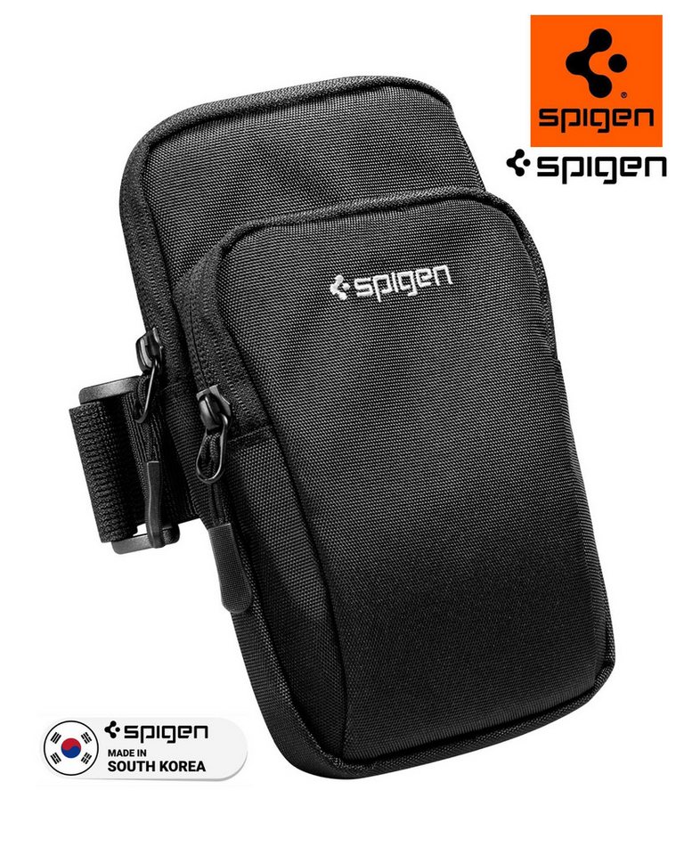 Spigen Handytasche Armbinde Handytasche für das Handy Fitness Sportarmband Lauf Armtasche (Sportarmband, 1-tlg., Sportarmband inkl. zwei Taschen), Perfekter Halt, federleicht, zwei Fächer, wasserabweisend, Neopren