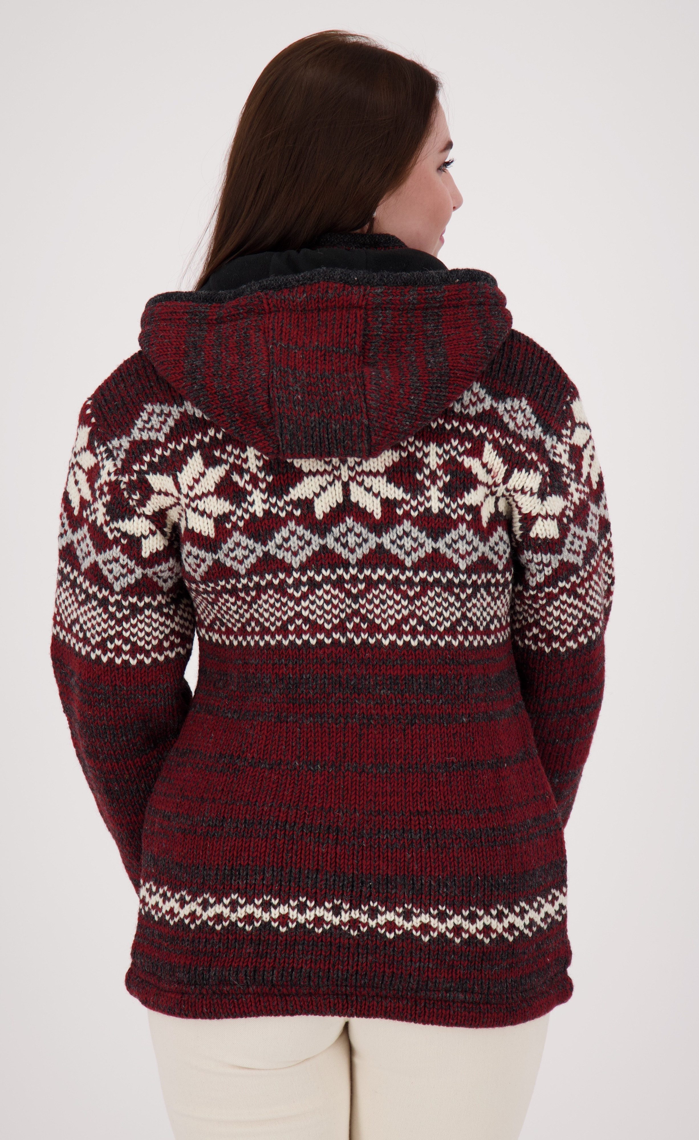DEPROC Active Strickfleecejacke ANNAPURNA mit Kapuze und weichem Fleece gefüttert
