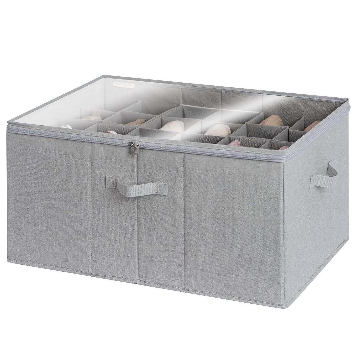 LuxusKollektion Schuhbox Schuh Organizer mit Deckel grau 24 Paar (24 St)
