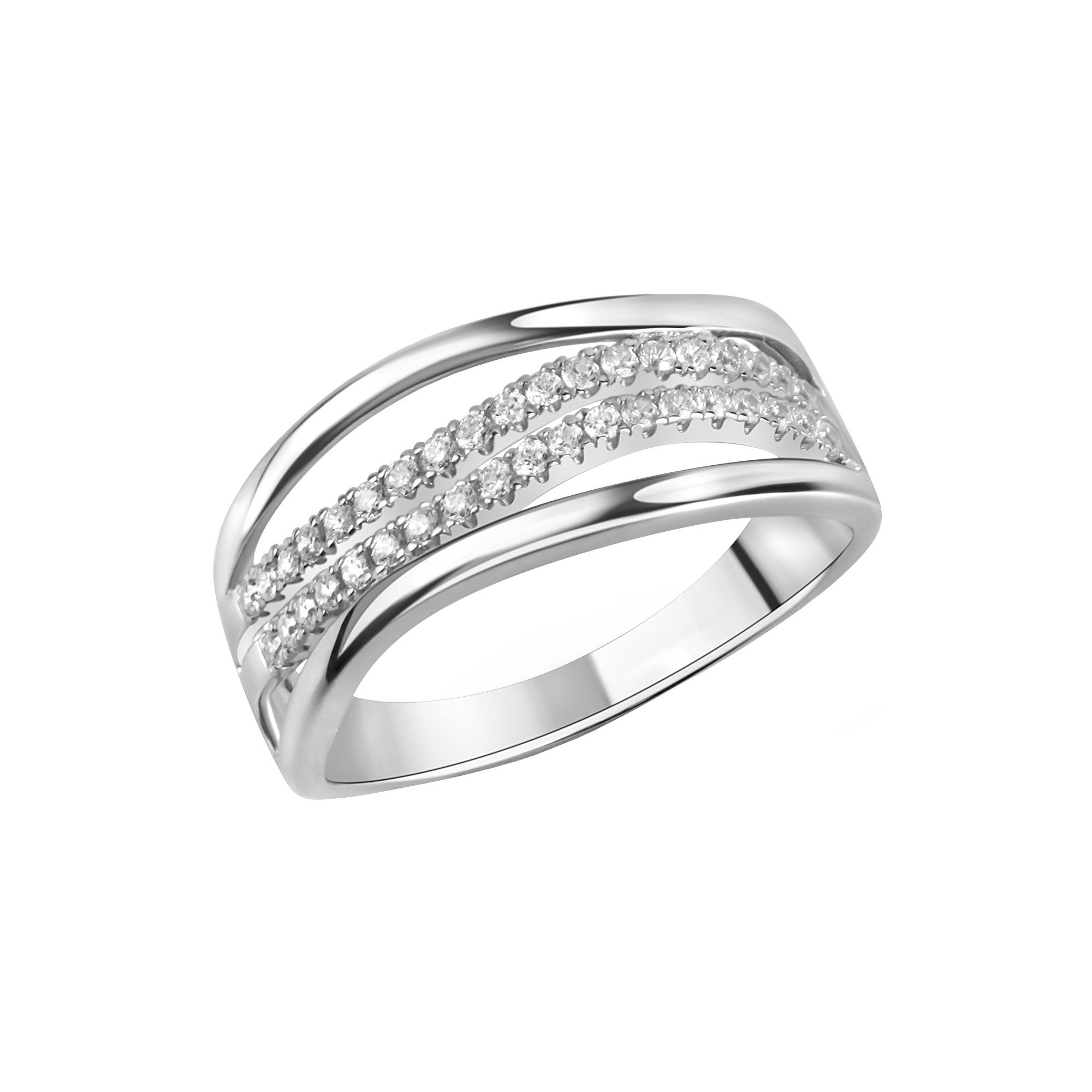 Fingerring 925 Sterling Silber rhodiniert Zirkonia weiß