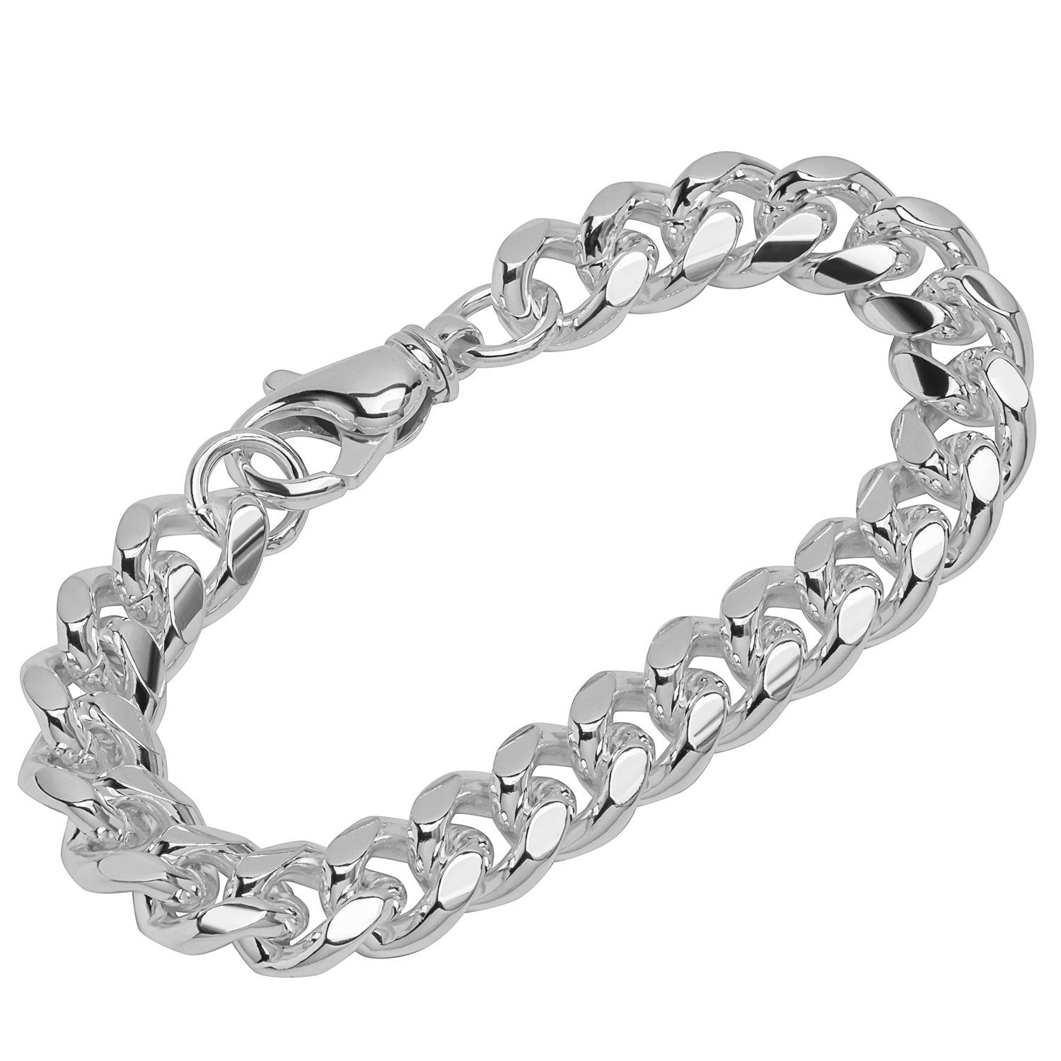 NKlaus Silberarmband Armband 925 Sterling 22cm in (1 Made Germany flach Panzerkette Stück), Silber