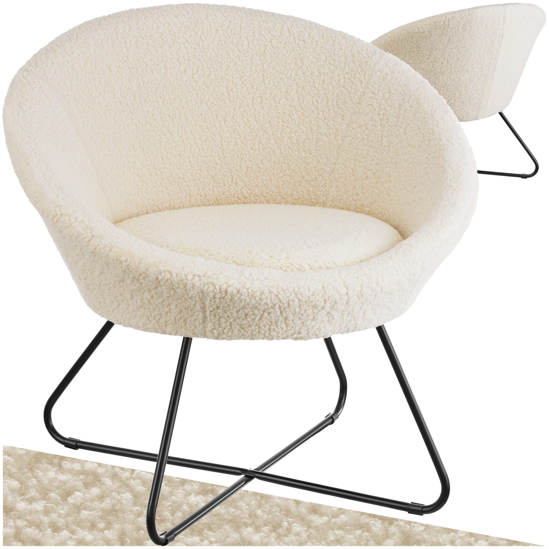 tectake Relaxsessel Cocktailsessel, gepolstert, mit Bouclé- günstig online kaufen