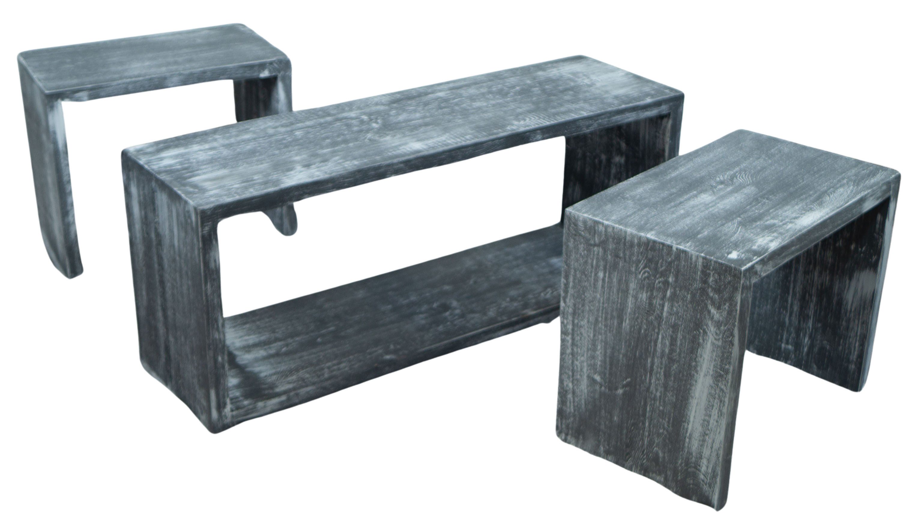 Kistenkolli Altes Land Allzweckkiste Vintage Tisch mit 2 Sitzhockern in shabby schwarz (Kein)