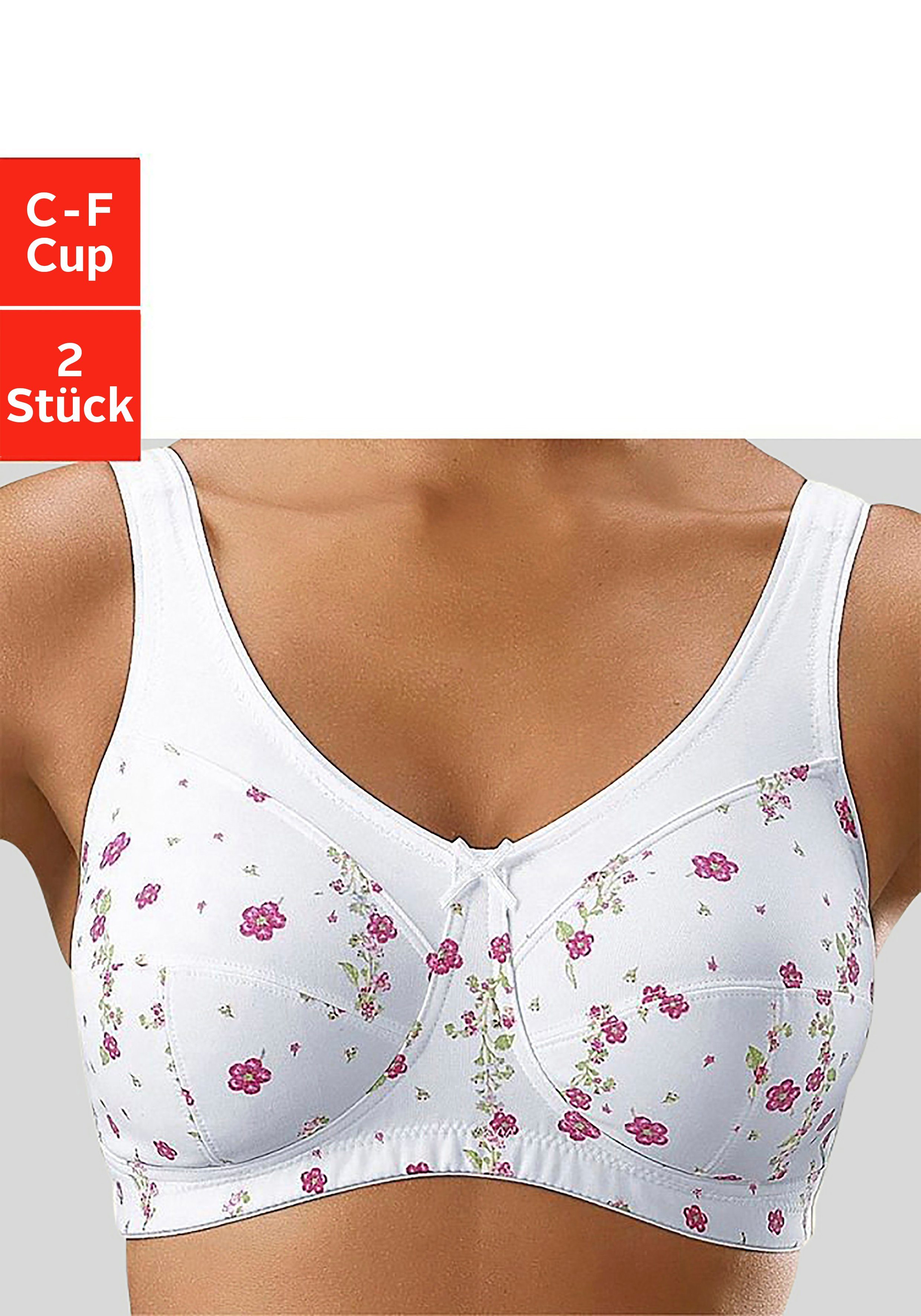 petite fleur by Lascana Entlastungs-BH (Packung, 2 Stück) ohne Bügel, mit breiteren Trägern– ideal für große Größen