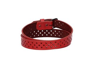 kiddybelts Ledergürtel Mini 20mm in Rot mit durchgehender Lochung und dunkler Rollschließe (KB18-360) sehr weiches Vollrindleder