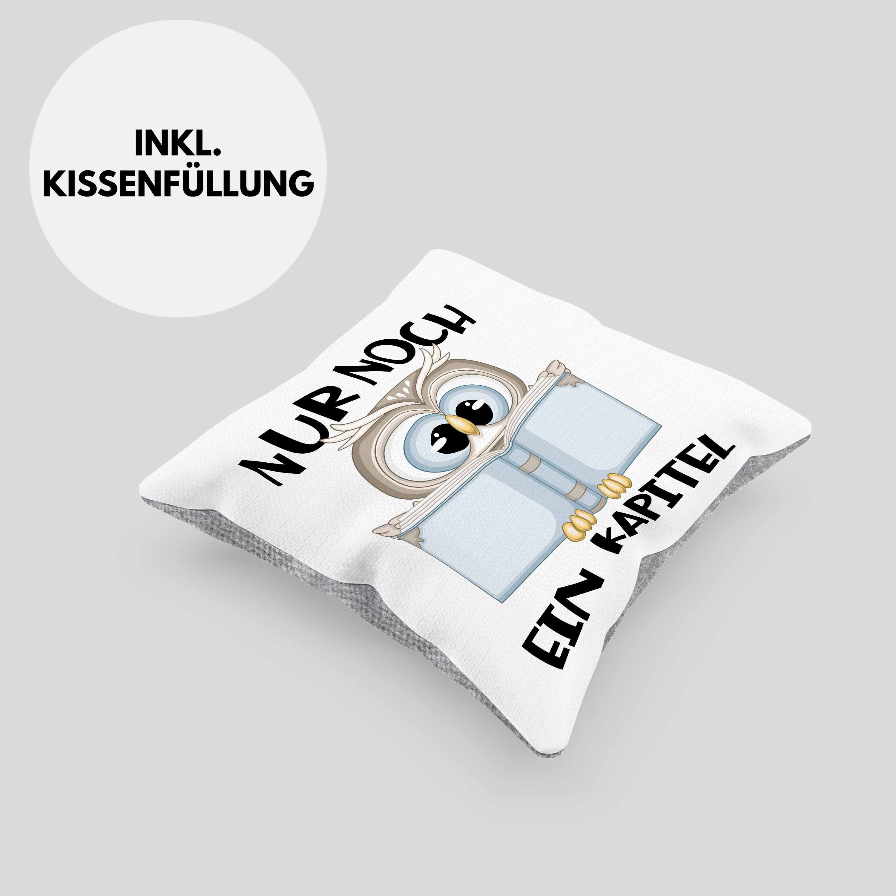 Trendation Dekokissen Trendation - Leseratte Geschenk Kissen Nur Noch Ein Kapitel Bücher Les
