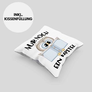 Trendation Dekokissen Trendation - Leseratte Geschenk Kissen Nur Noch Ein Kapitel Bücher Lesen Bücherwurm Geschenk Spruch Lesen Dekokissen mit Füllung 40x40