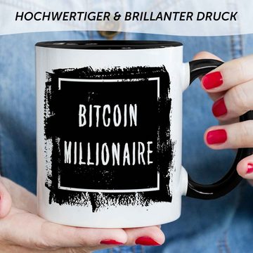 GRAVURZEILE Tasse mit Spruch - Bitcoin Millionaire, Keramik, Farbe: Schwarz & Weiß