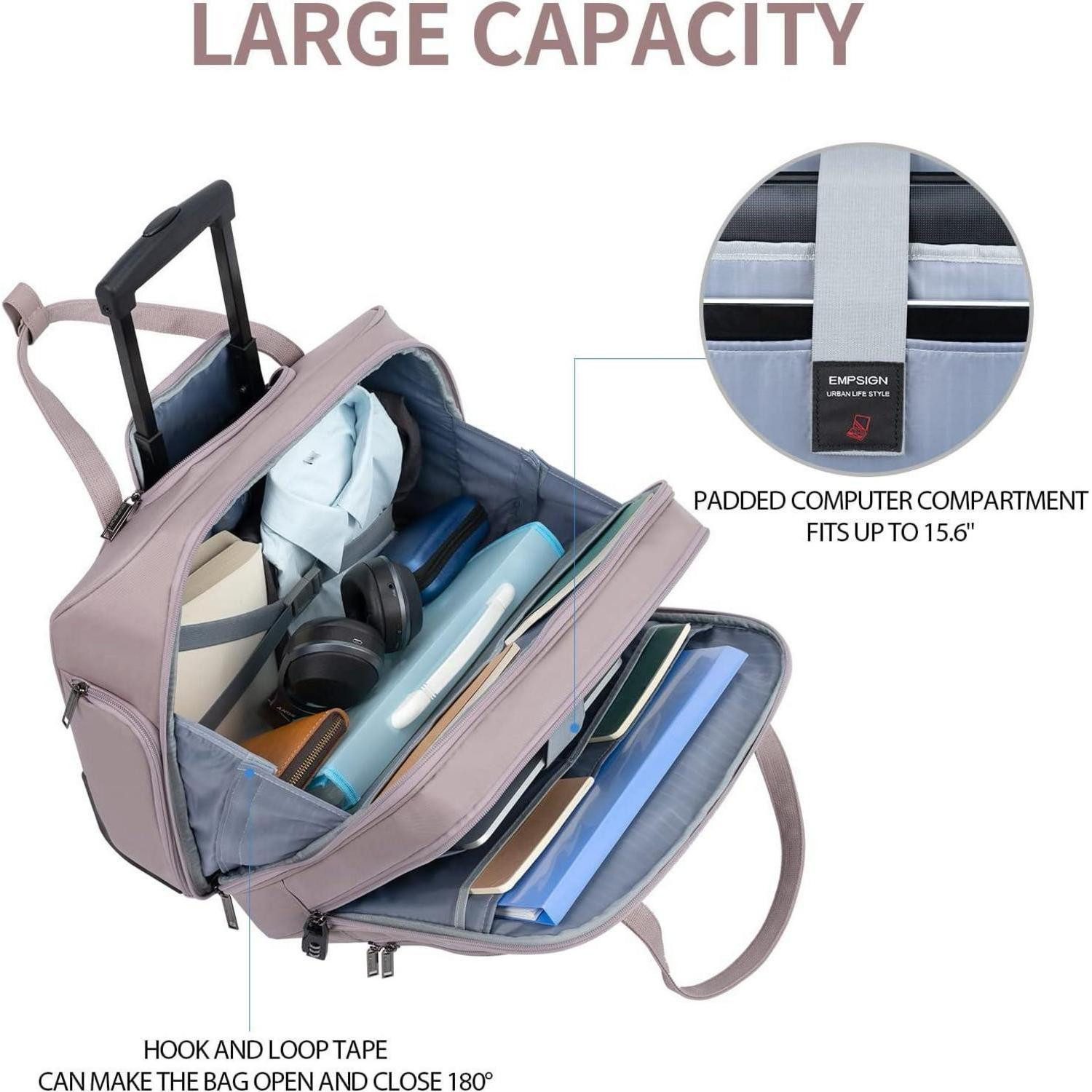 LuxusKollektion Business-Trolley Trolley Rolling Laptoptasche für Frauen, 15.6