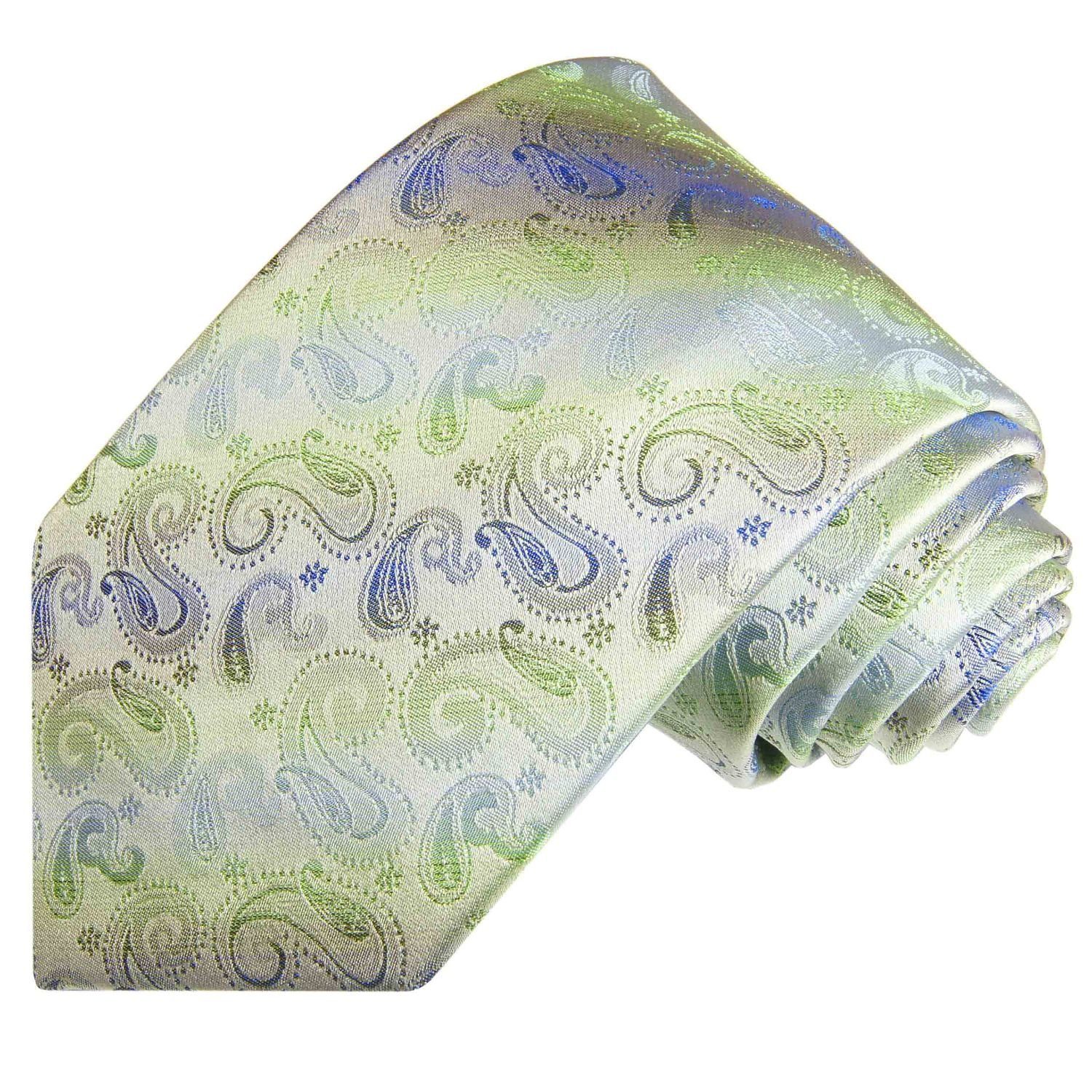 Herren Krawatten Paul Malone Krawatte Elegante Seidenkrawatte Herren Schlips modern paisley brokat 100% Seide Schmal (6cm), grün