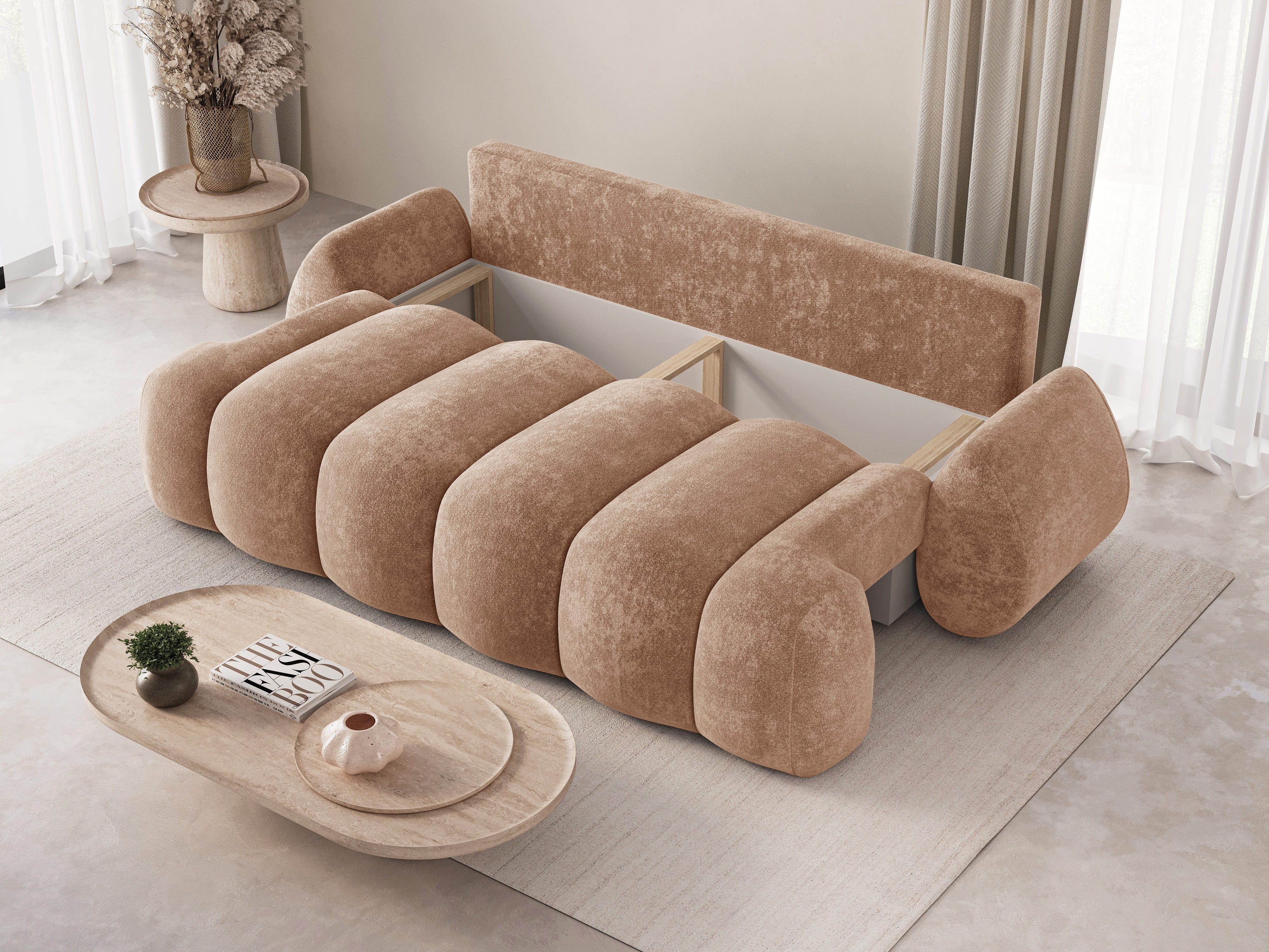 MOEBLO Schlafsofa STONE, Sitzer Sofa mit Schlaffunktion & Komfortpolsterung – Modernes Schlafsofa mit Bettkasten & Zierkissen, Couch Polstermöbel Sitzmöbel Wohnzimmermöbel 3-Sitzer-Sofa Stoffsofa für Wohnzimmer, (BxHxT): 270 x 103 x 113 cm