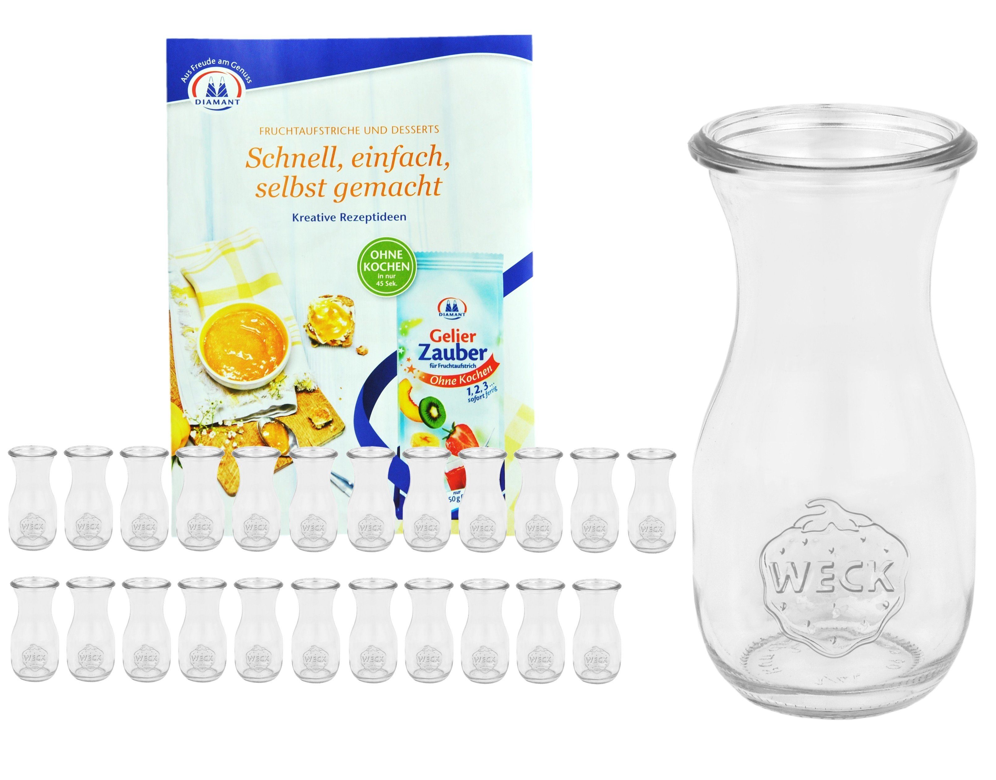 MamboCat Einmachglas 24er Set Weck Gläser 290ml Saftflasche inkl. Gelierzauber Rezeptheft, Glas