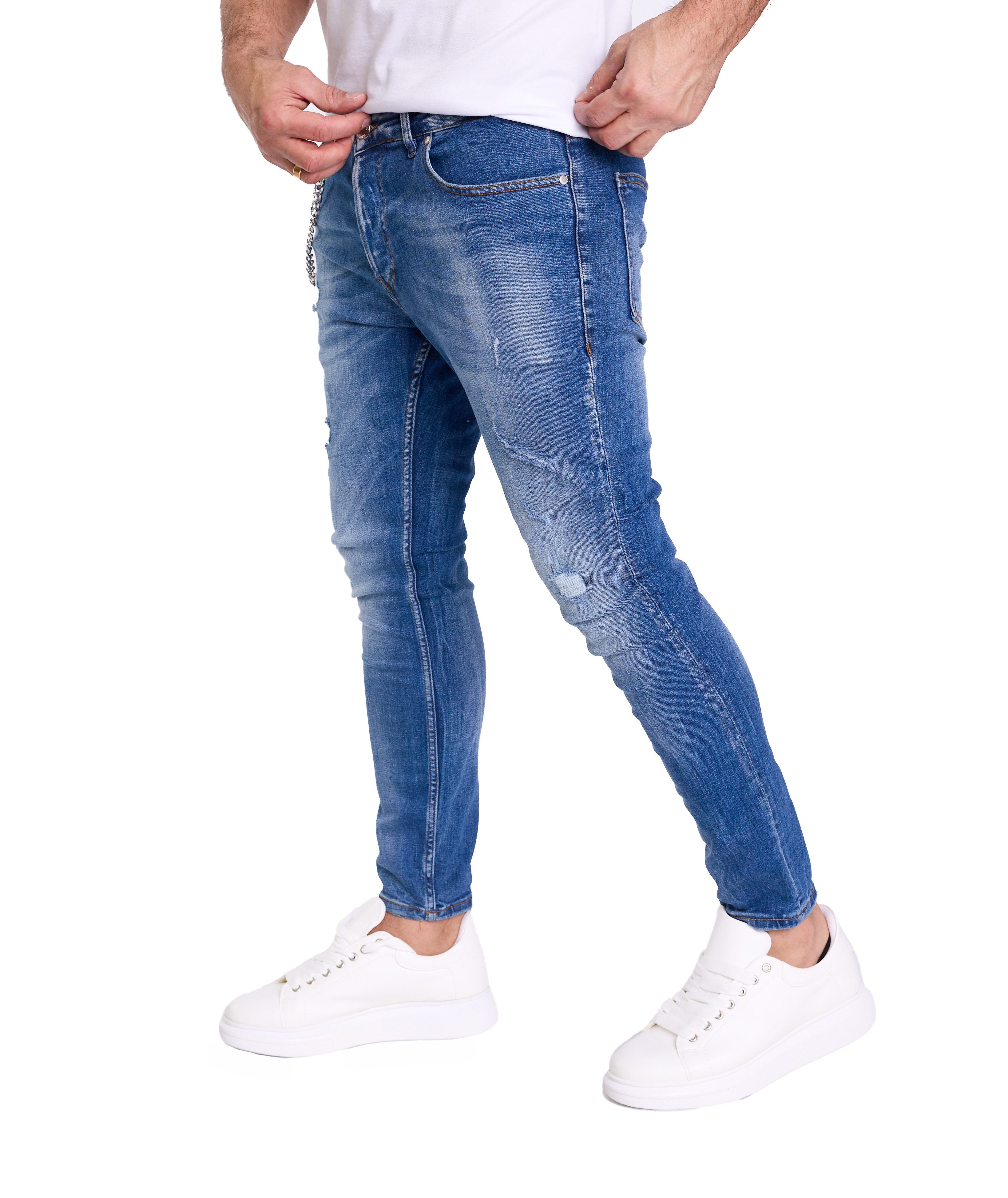 Denim Distriqt Skinny-fit-Jeans Destroyed Herren Jeans Skinny Fit Blau 1614 günstig online kaufen