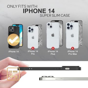 Nalia Smartphone-Hülle Apple iPhone 14, Hartglas Hülle Marmor-Optik / 9H Tempered Glass / Robust / Marble Case