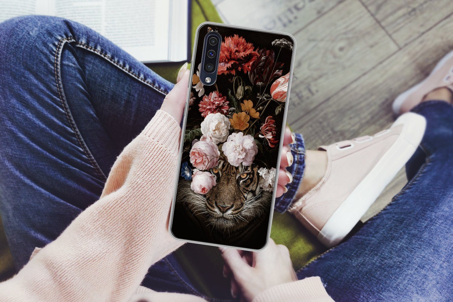 MuchoWow Handyhülle für Samsung Galaxy A30s Blumen - Jan Davidsz de Heem - Tiger - Gemälde, Smartphone-Bumper, Print, Handy Schutzhülle Dünn