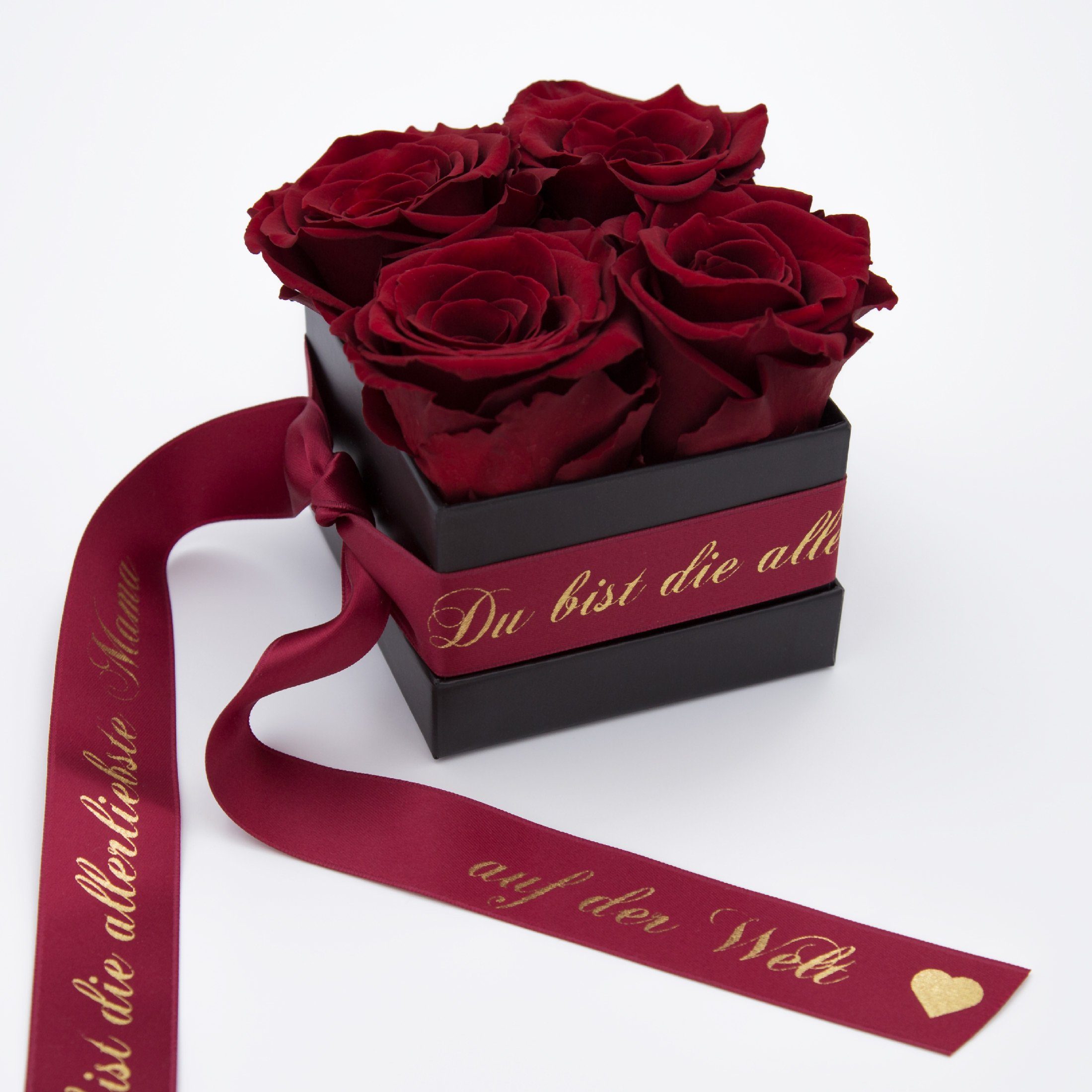 Geschenk Kunstblume Rosen Echte der Allerliebste 4 konservierte 3 Rosenbox Höhe Rosen haltbar cm, 8,5 Welt Jahre Mama Rose, auf Burgundy SCHULZ ROSEMARIE Heidelberg,