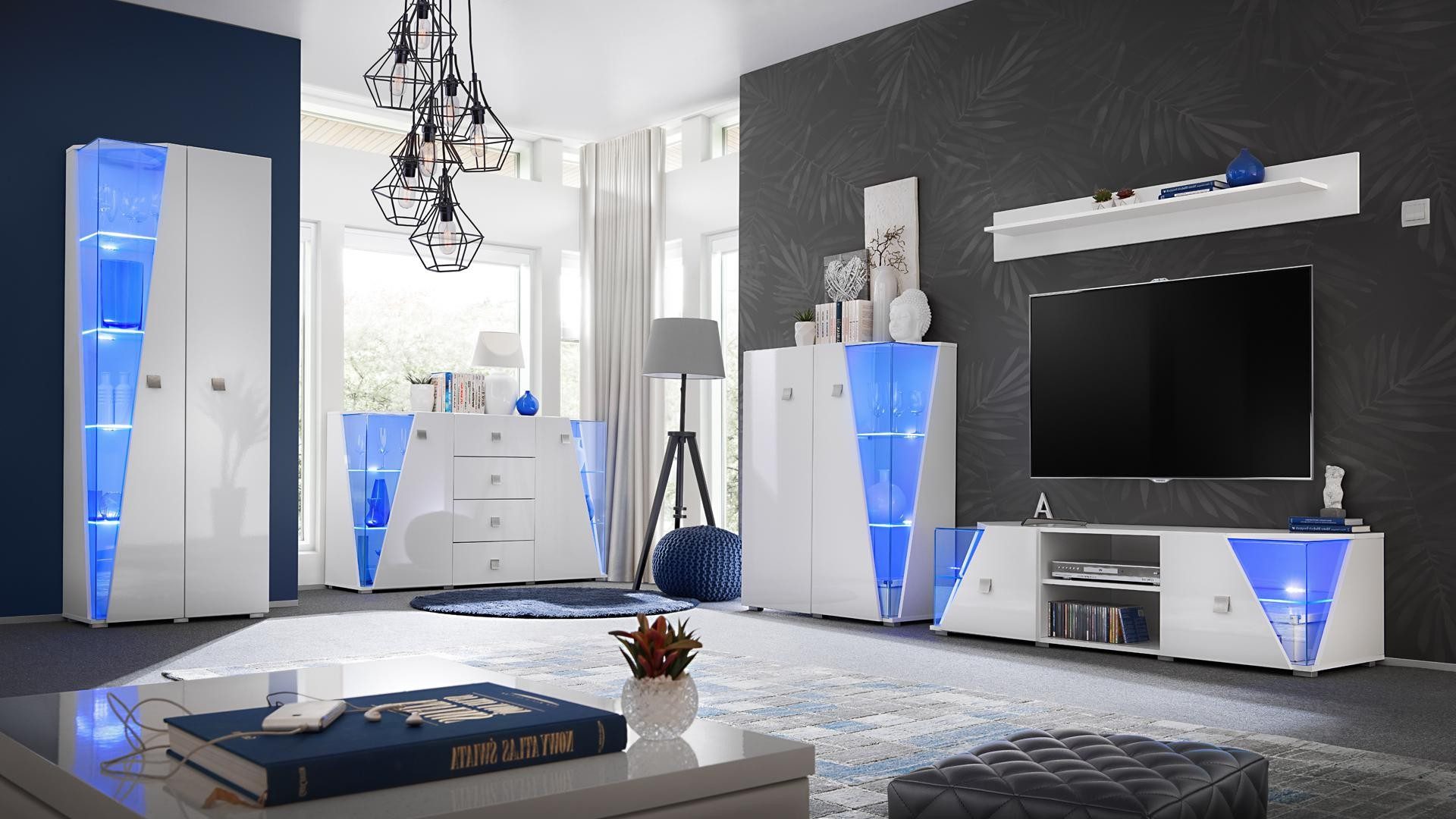 Xlmoebel Wohnwand 5-teiliges Luxus Set mit Kommode und TV-Ständer für modernes Wohn, (5-St), Made in Europa