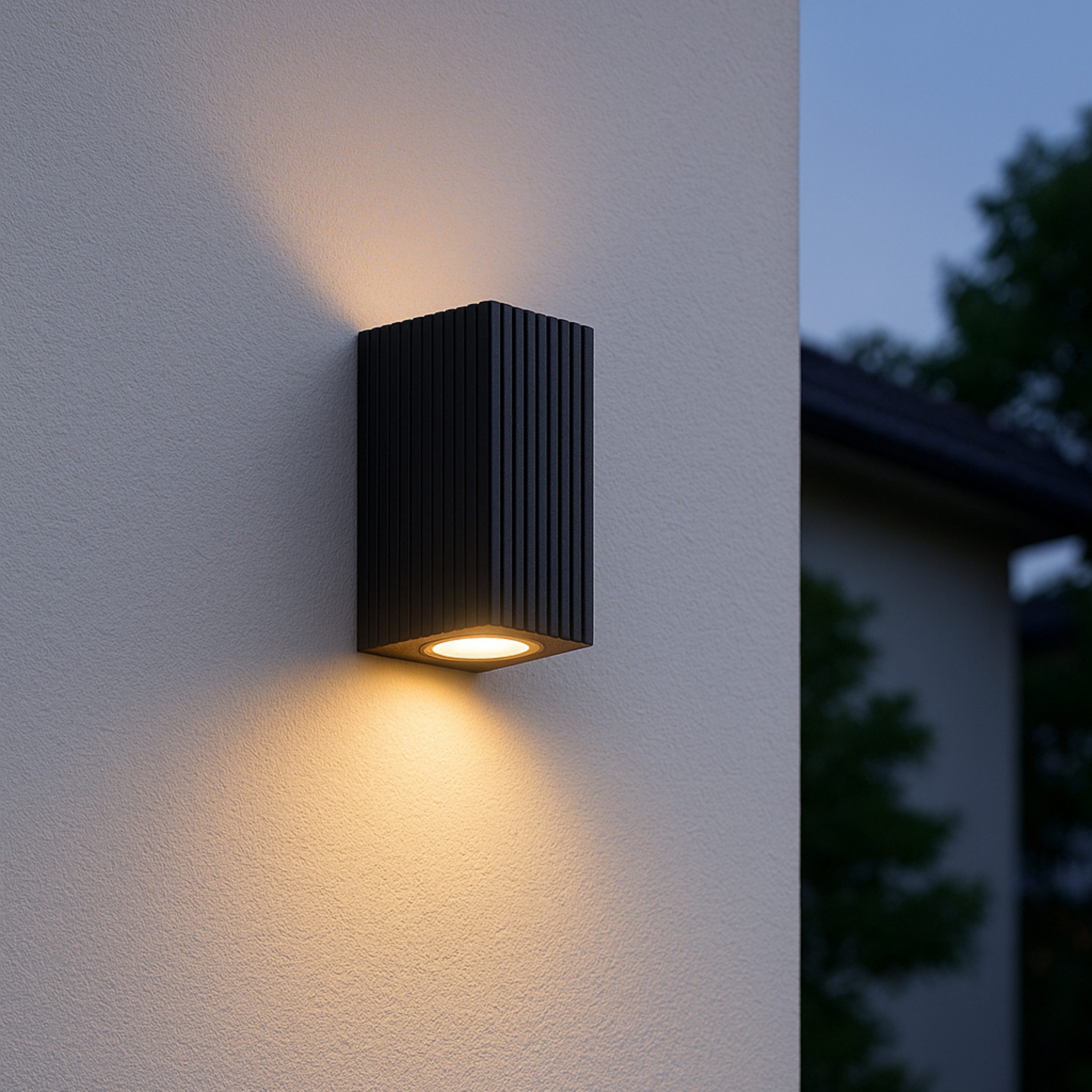 OTTO home Außen-Wandleuchte Jellina Up- & Down Light Wandlampe, ohne Leuchtmittel, GU10, IP44, Aluminium/Glas, Spot, Außenlampe, Outdoor, schwarz