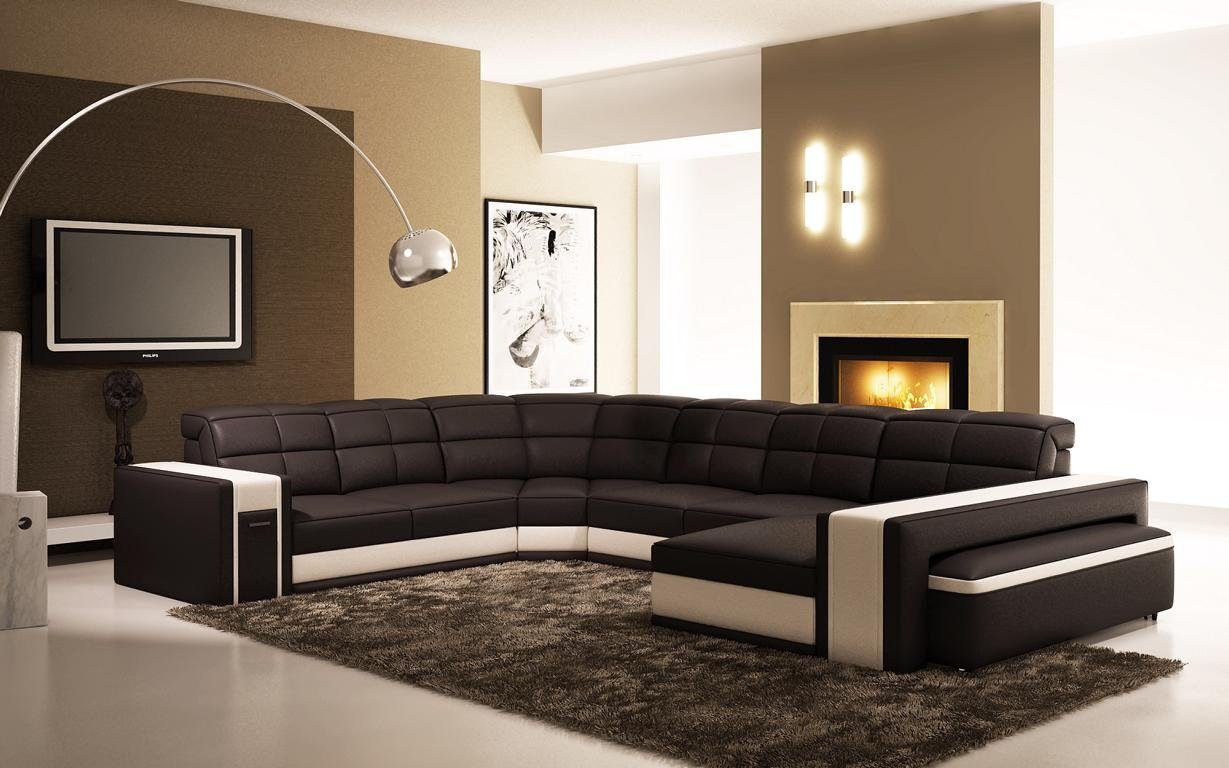 JVmoebel Ecksofa Designer Schwarzes Ecksofa Big Polster Couch Leder Wohnlandschaft, Made in Europe