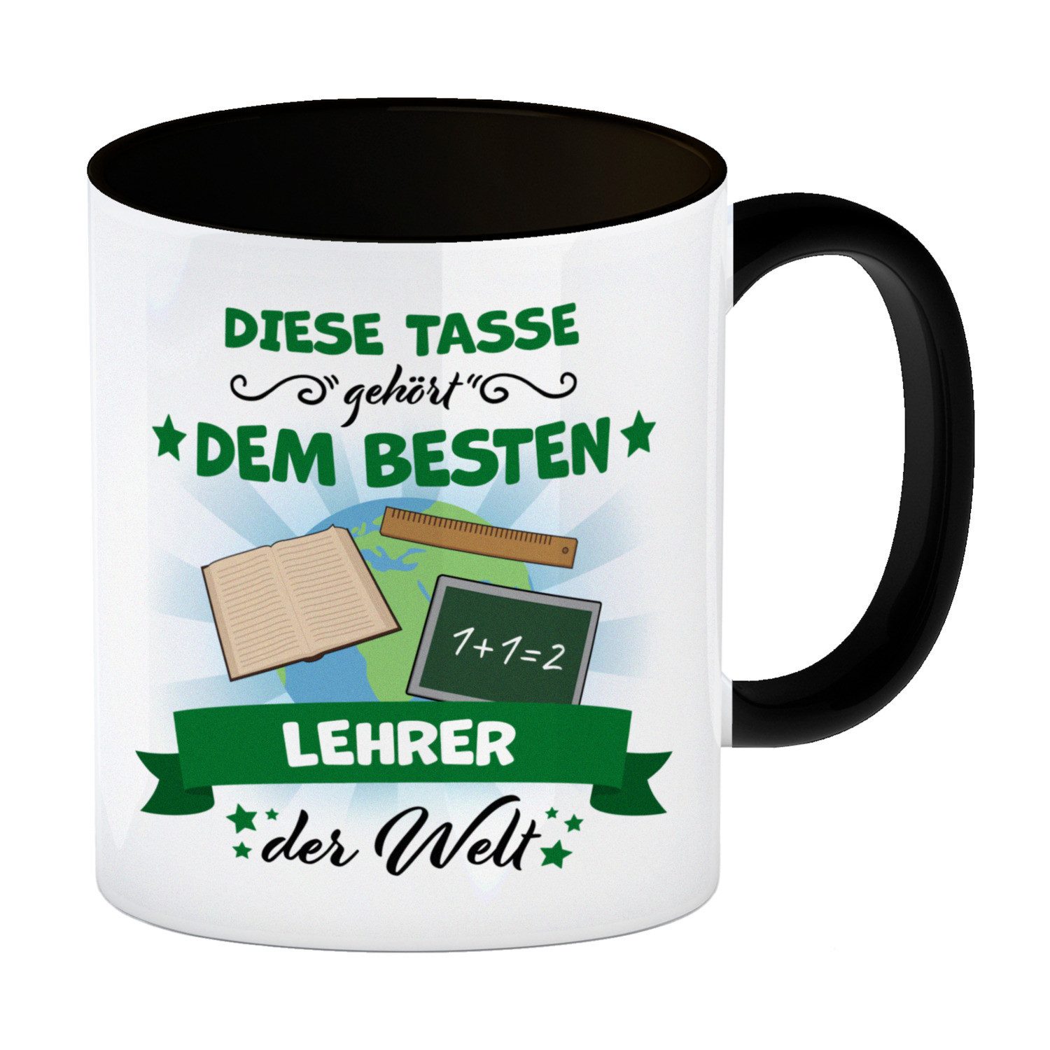 speecheese Tasse Bester Lehrer der Welt Kaffeebecher Schwarz