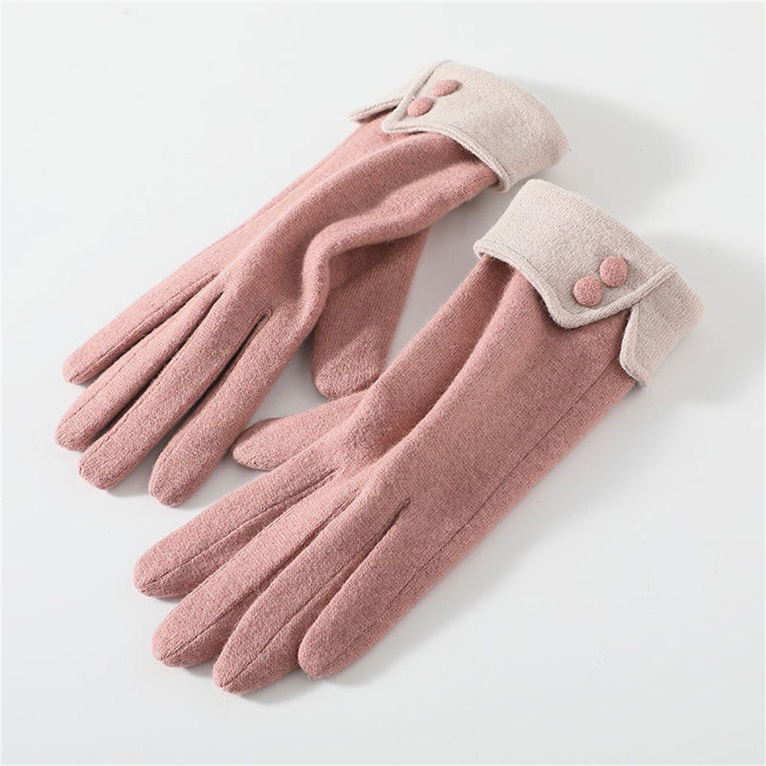 DÖRÖY Fleecehandschuhe Damen Winter gepolsterte Kaschmir Handschuhe,faux Reithandschuhe Rosa warme