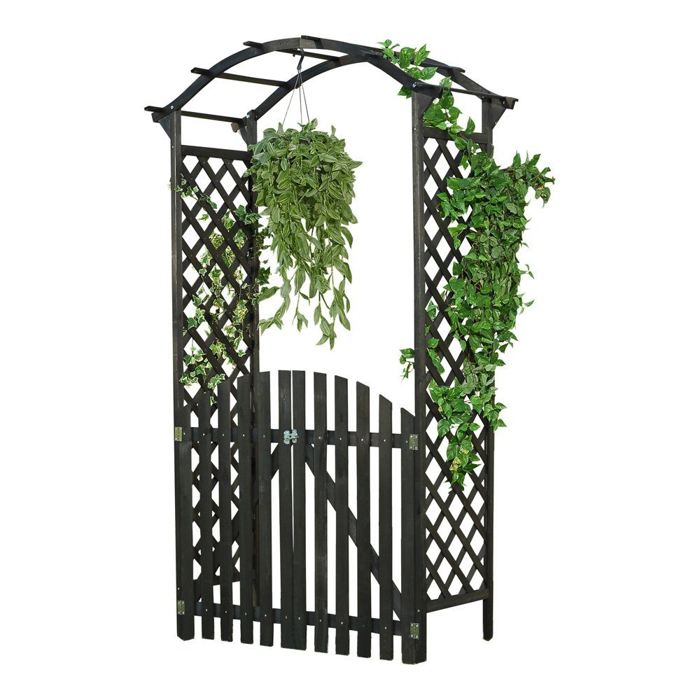 Feel2Home Rosenbogen Rankgitter mit Tür, Gartenbogen Spalier für Rosen & Kletterpflanzen Stück, 1 Rosenbogen mit Tür als Rankhilfe für Kletterpflanzen, Rosenbogen mit Tür und Rankgitter für Kletterpflanzen im Garten