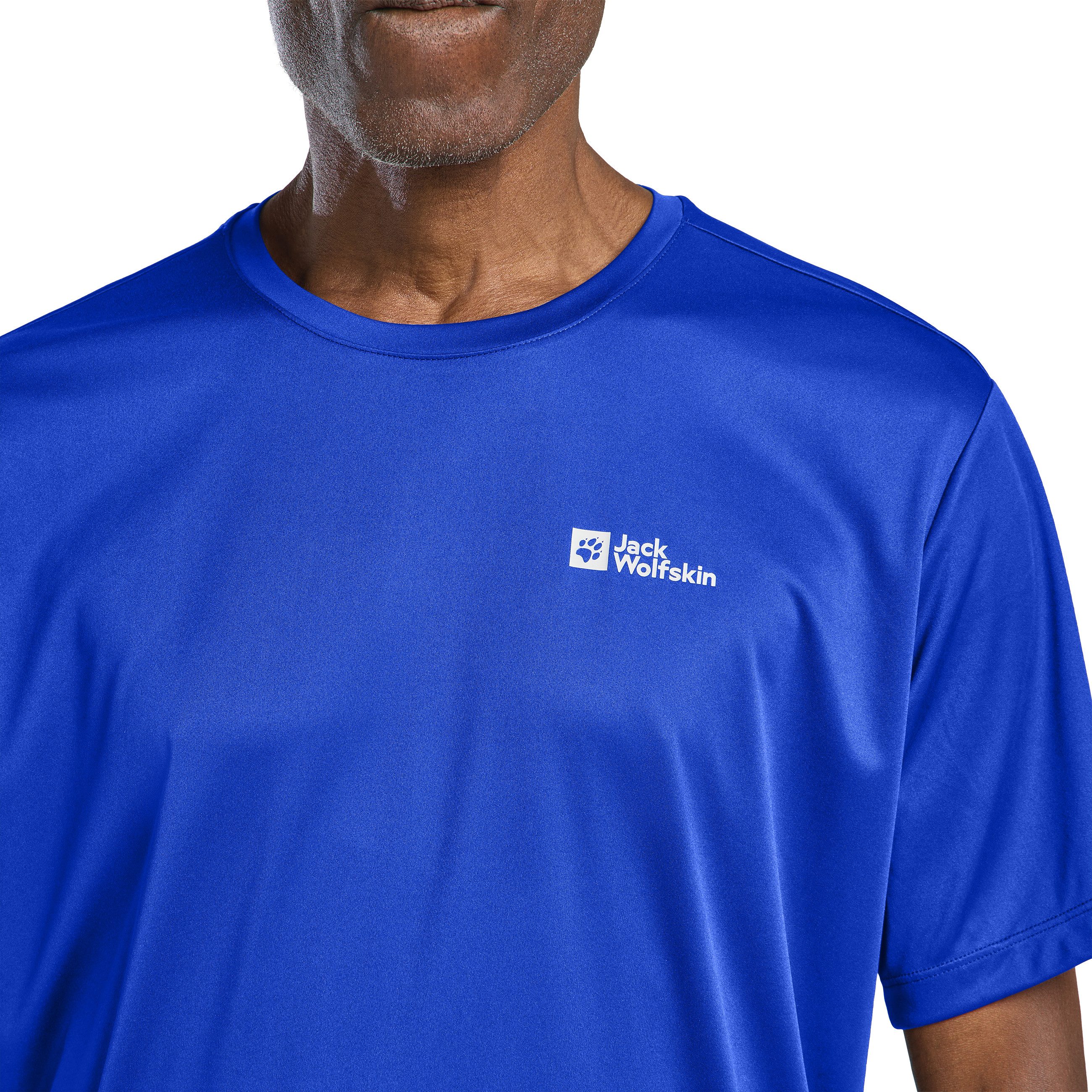 Jack Wolfskin Funktionsshirt TECH T M atmungsaktiv, Kurzarm, mit Rundhalsausschnitt, ohne Verschluss
