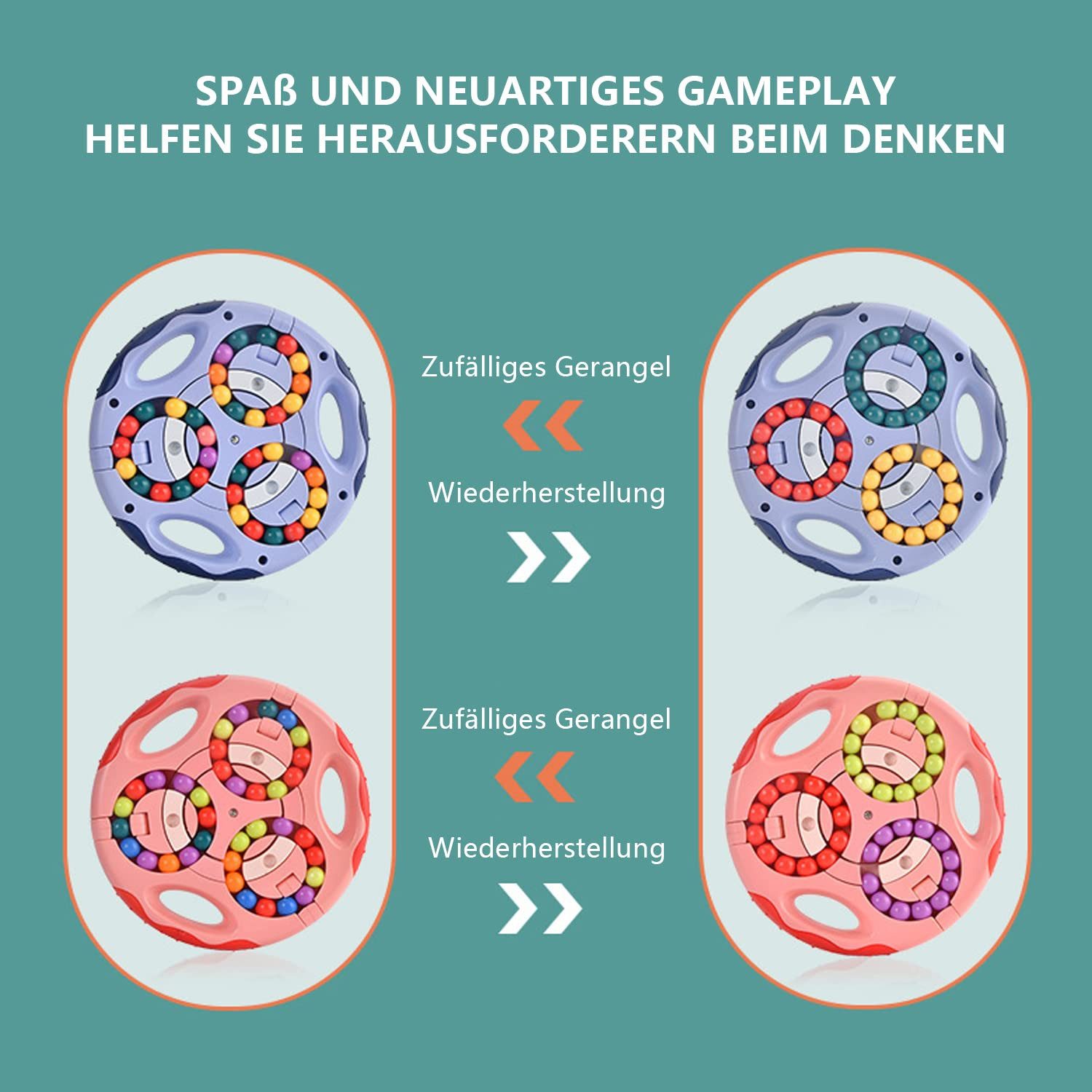 Zaewry Lernspielzeug Rotierender Fingerwürfel Intelligenz Spiele, IQ Game Magic Bean (1-St), Rotating Cube Spielzeug für Kinder Teens Erwachsene – Bild 5 von 5