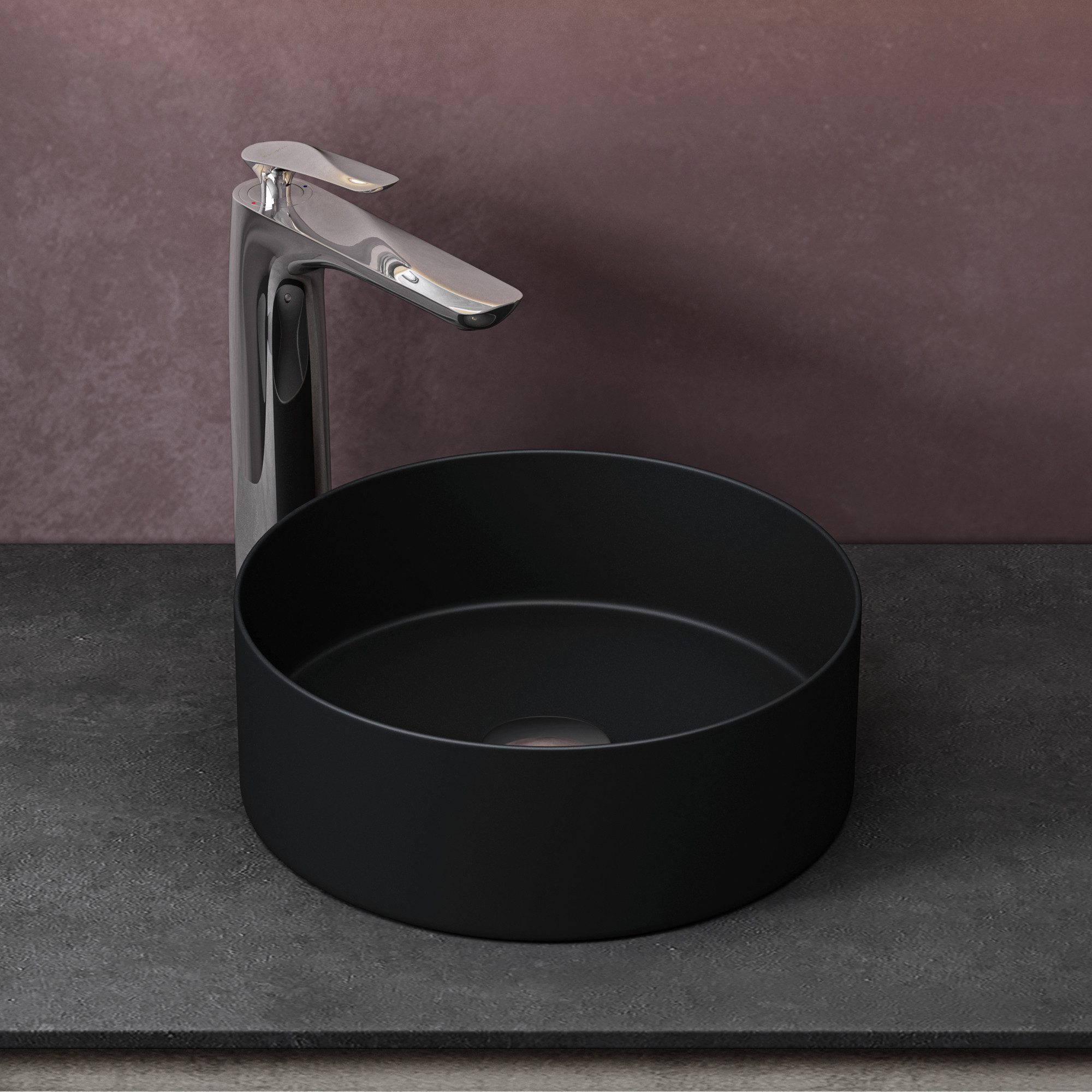 doporro Waschbecken Aufsatzwaschbecken Rund Gäste-WC Handwaschbecken Keramik Brüssel203