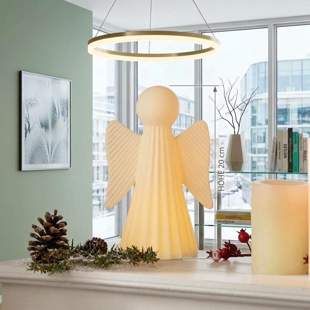 Home-trends24.de Weihnachtsfigur LED Engel Deko Figur Weihnachten Porzellan Weiß Höhe 20 cm (1 St)