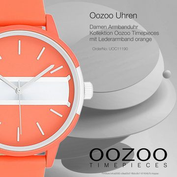 OOZOO Quarzuhr Oozoo Damen Armbanduhr Timepieces Analog, Damenuhr rund, groß (ca. 42mm) Lederarmband, Fashion-Style