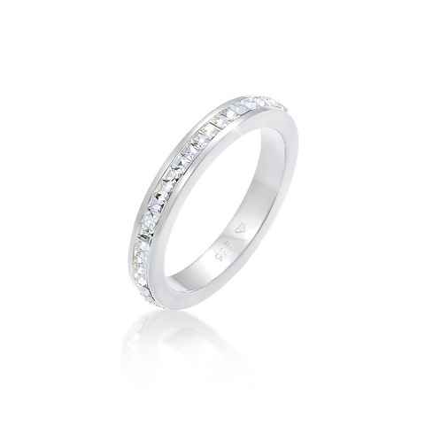 Elli Premium Fingerring Bandring Geo Shape Kristalle 925 Silber, Verlobungsring