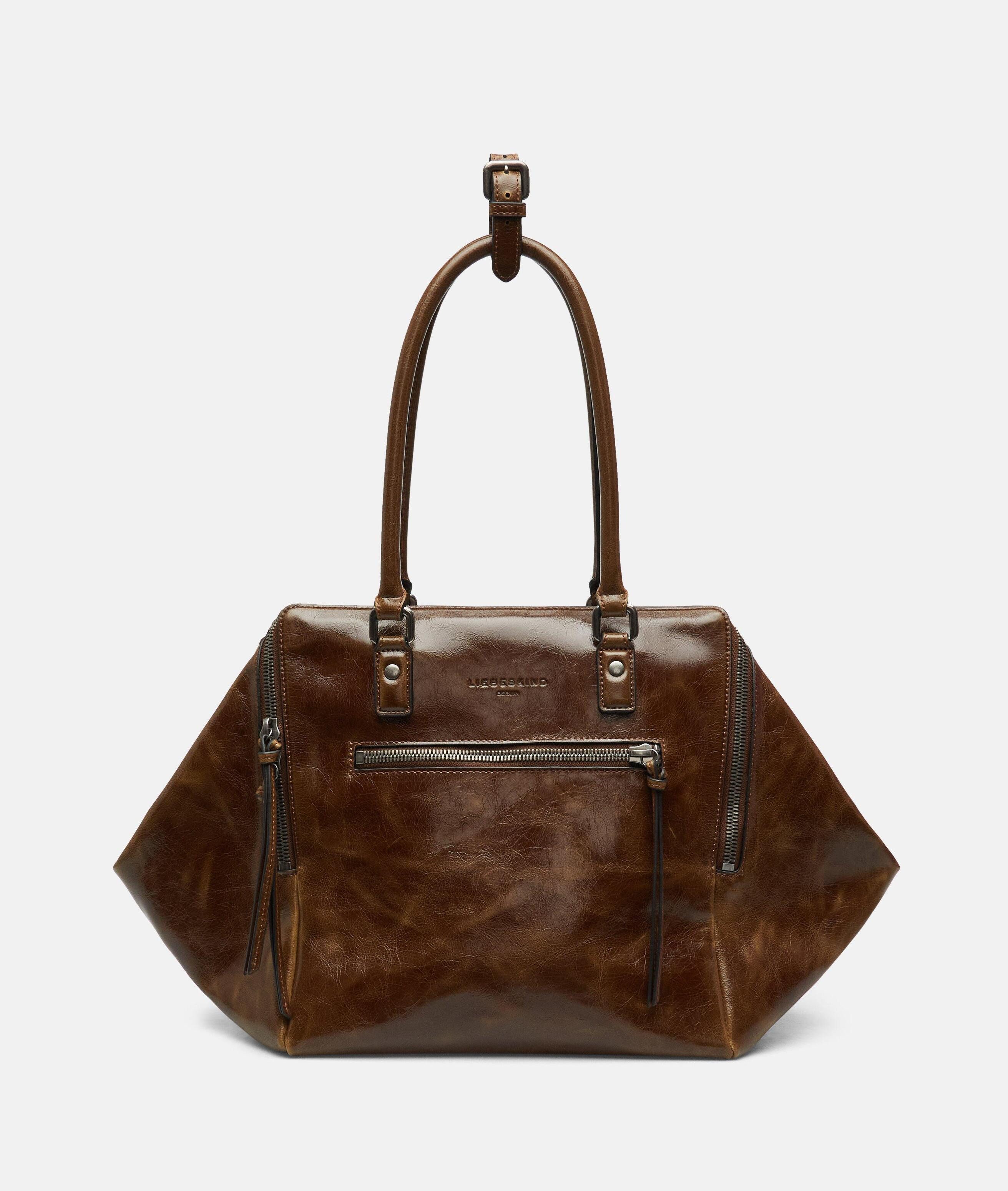 Liebeskind Berlin Schultertasche Archive Kayla Satchel L, Große Schultertasche in Lacklederoptik mit glossy Finish