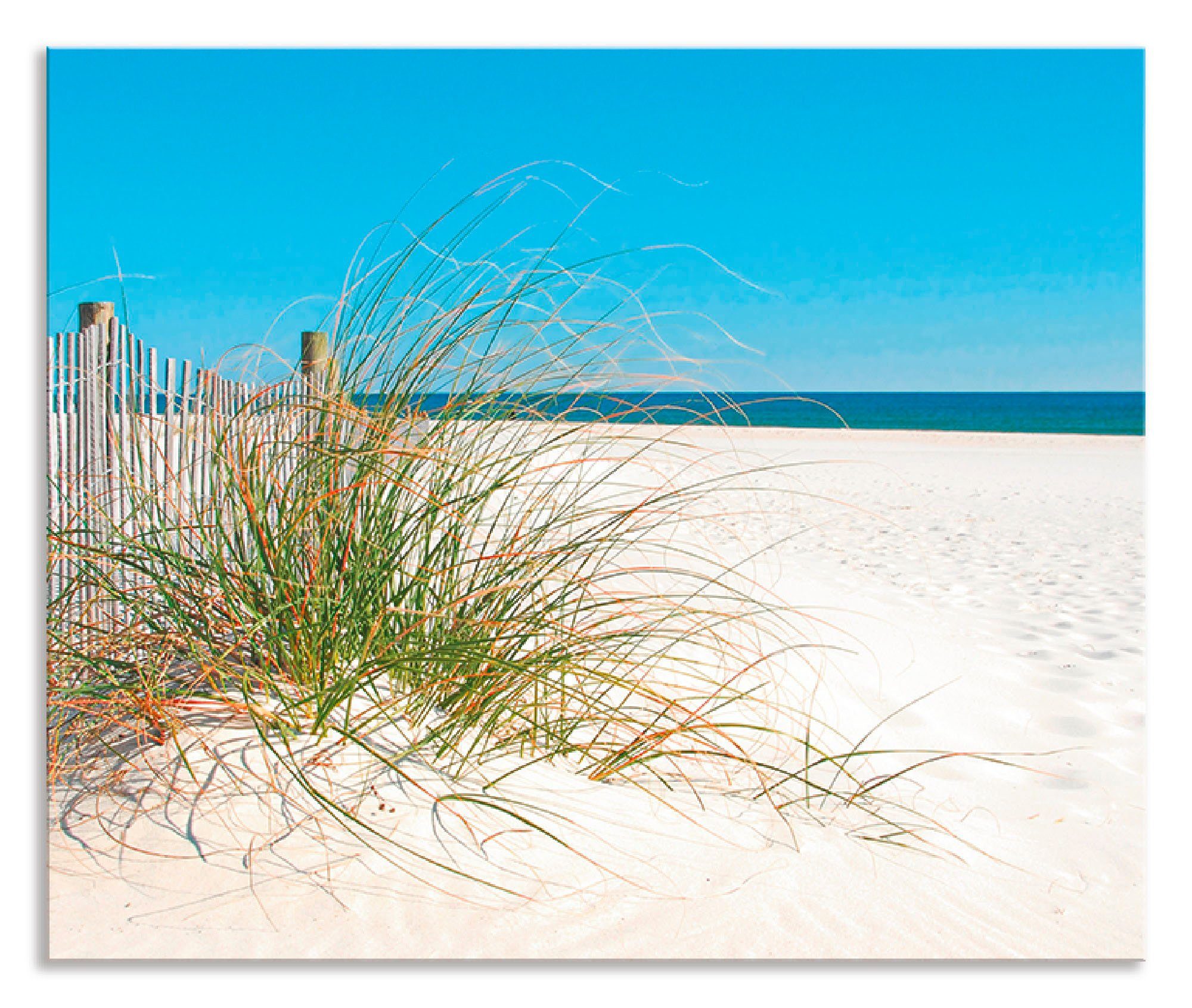 Artland Küchenrückwand Schöne Sanddüne mit Gräsern und Zaun, (1-tlg), Alu Spritzschutz mit Klebeband, einfache Montage