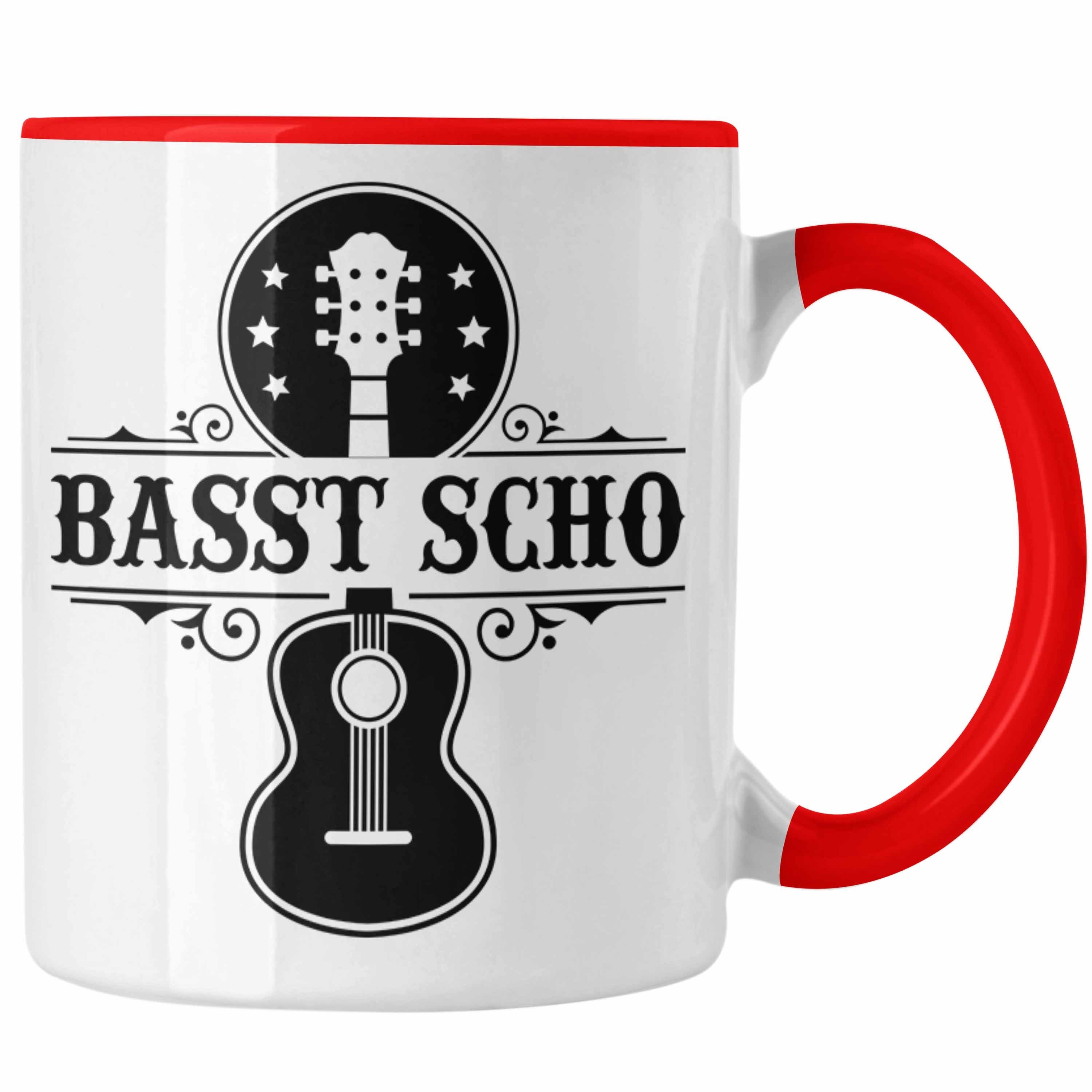 Trendation S Tasse Bass-Spieler Tasse Rot Geschenk Basst Kaffee-Becher Bassist Geschenkidee