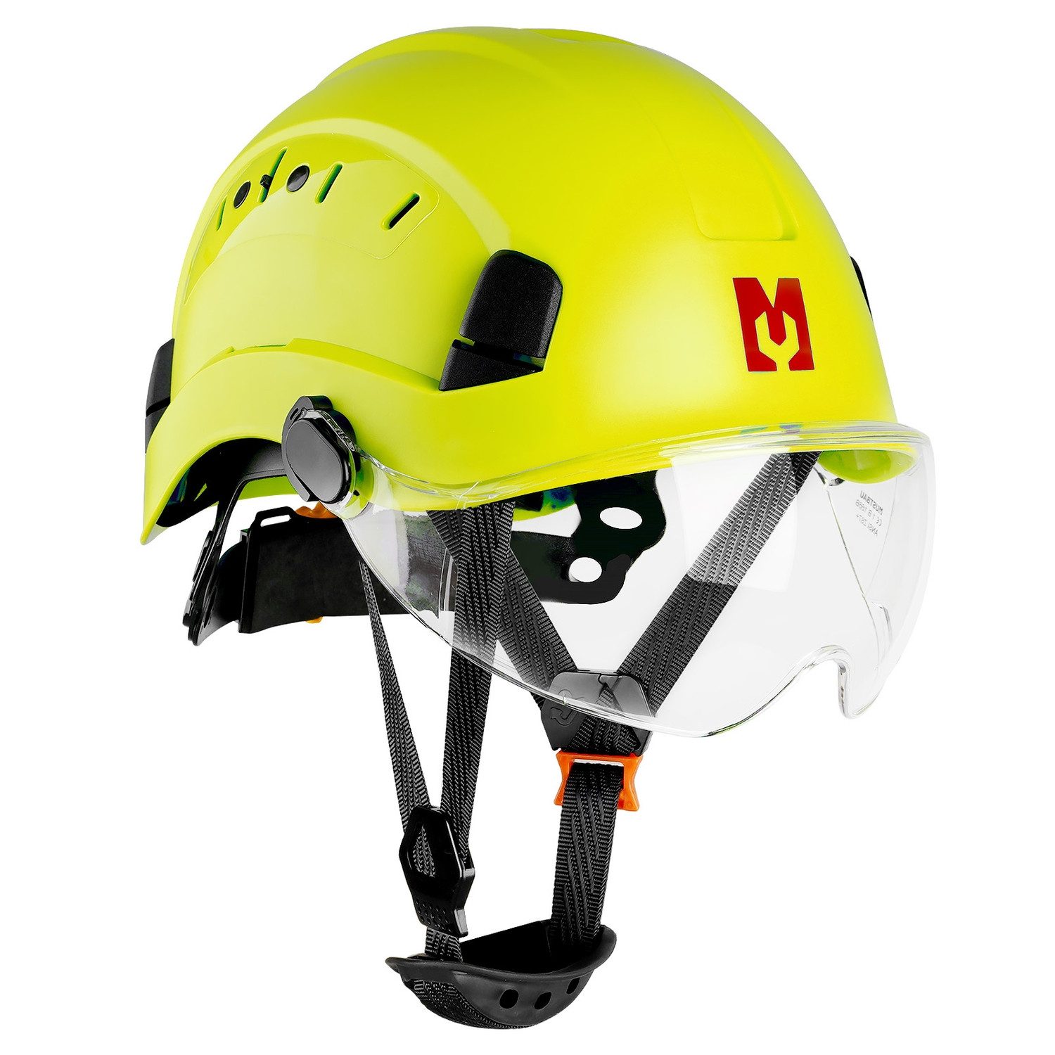 Mustbau Schutzhelm EN397 Schutzhelme mit Schweißband und Visier, 53 bis 63cm Verstellbarer Kopfumfang, strapazierfähiges ABS-Material