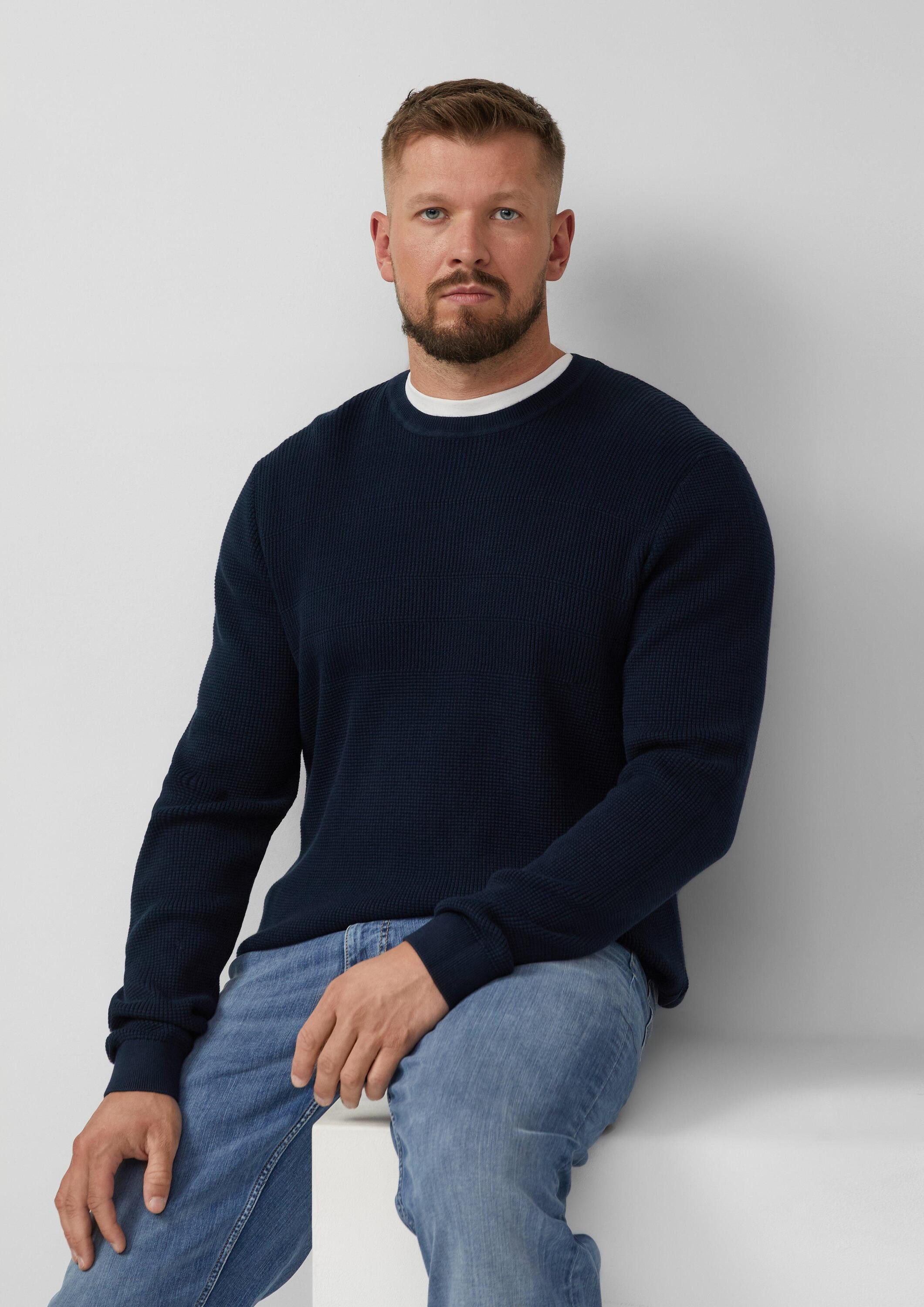 s.Oliver Longpullover Strickpullover Strukturmix-Pullover aus reiner günstig online kaufen