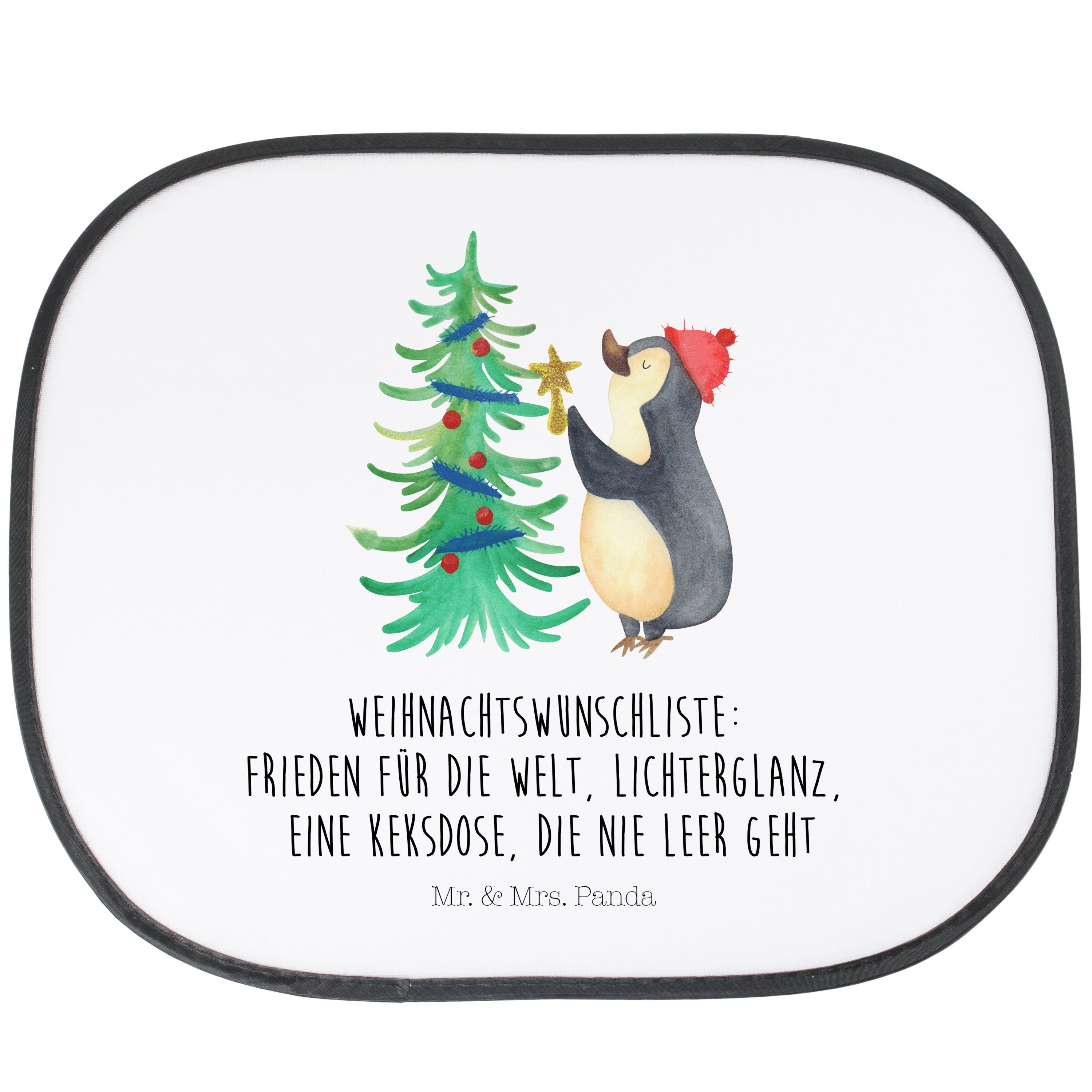 Sonnenschutz Pinguin Weihnachtsbaum - Weiß - Geschenk, Sonnenschutzfolie, Winter, Mr. & Mrs. Panda, Seidenmatt