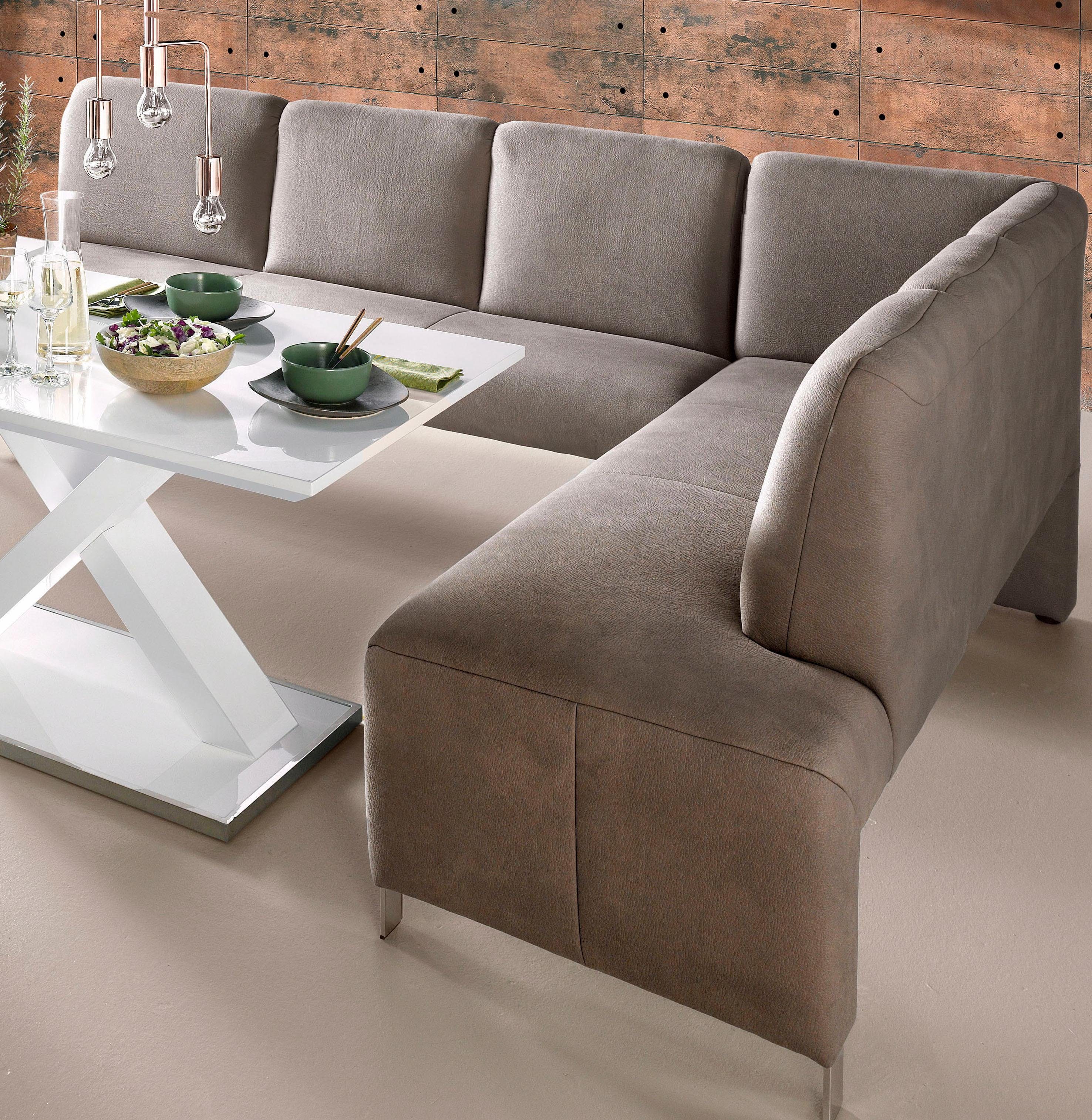 exxpo - sofa fashion Eckbank Intenso, modern, 263/198 cm (B/T), hohe Bodenfreiheit, frei im Raum stellbar, hoher Sitzkomfort