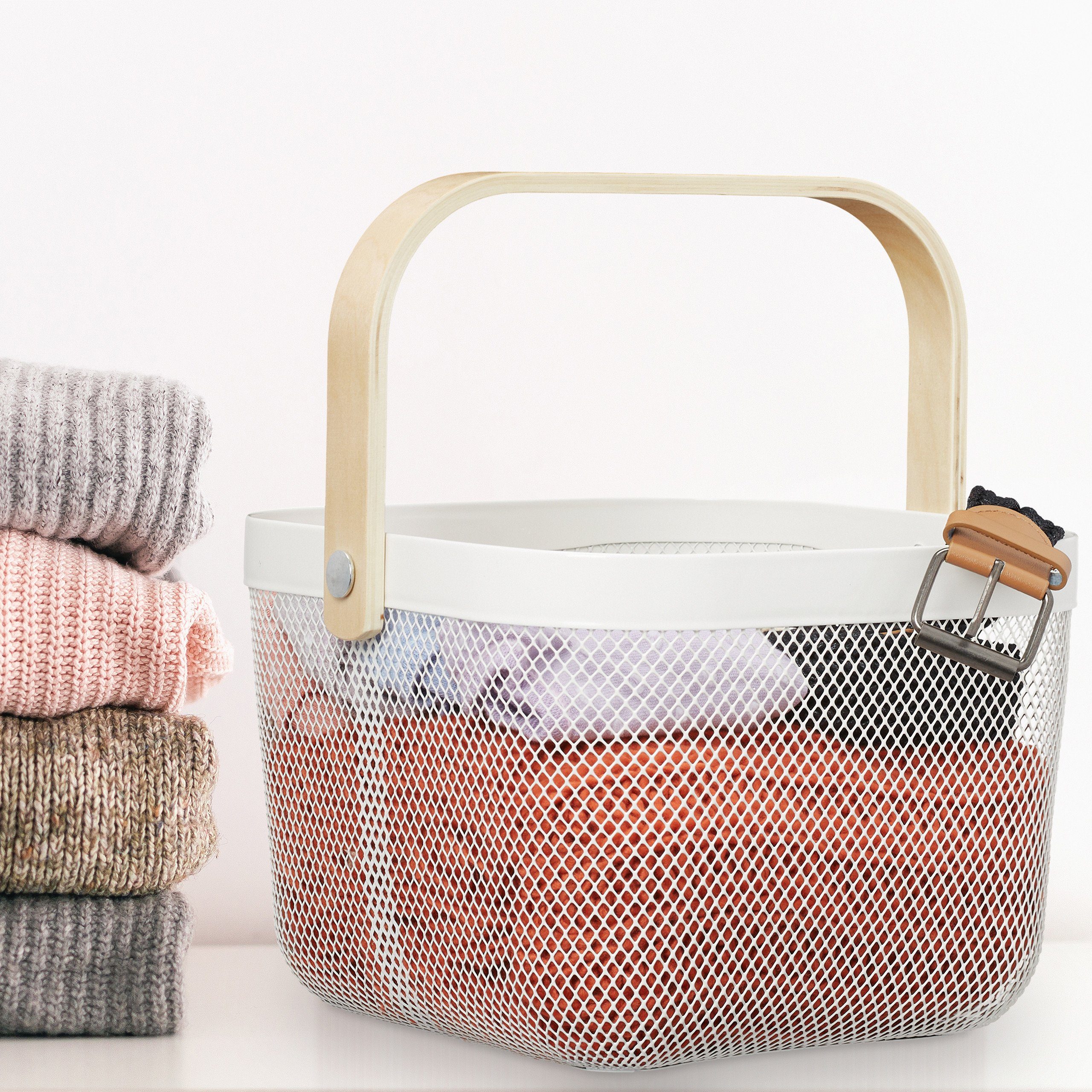 relaxdays Aufbewahrungskorb mit Griff, weiß günstig online kaufen