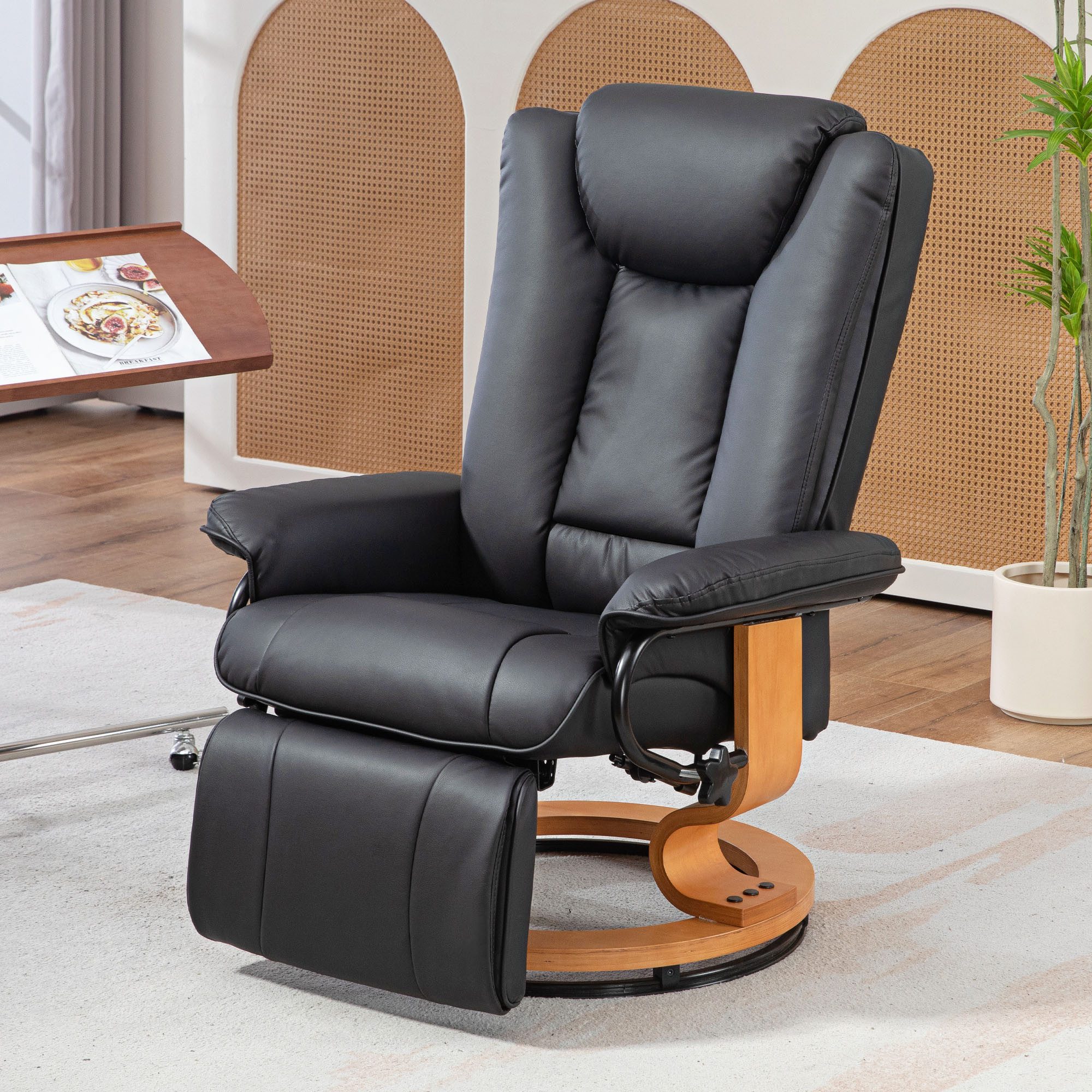 HOMCOM Relaxsessel Modernes Sessel mit Fußstütze (Liegesessel, 1-St., TV-Sessel), für Wohnzimmer, Schlafzimmer, Schwarz