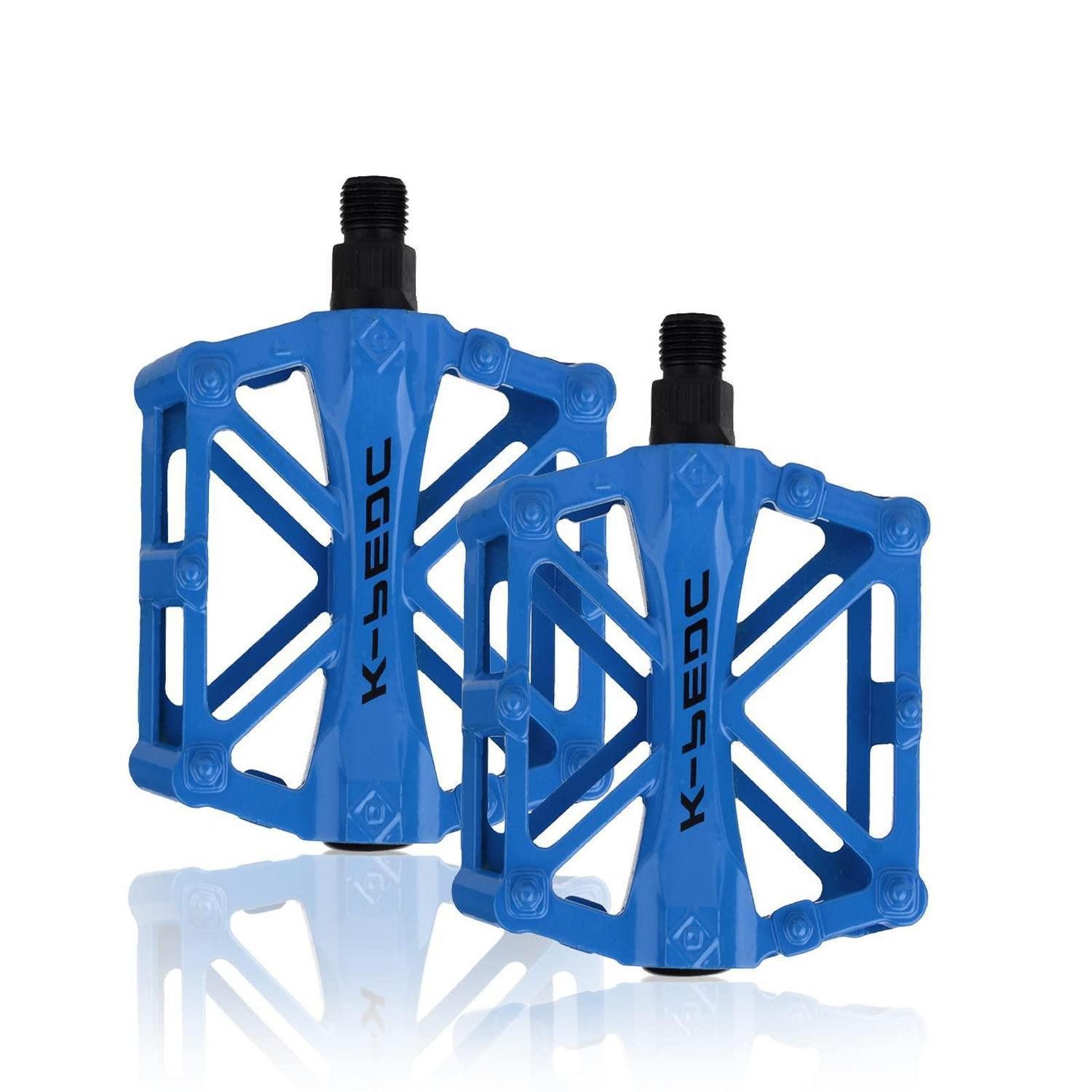 LuxusKollektion Plattformpedale Fahrradpedale Aluminium mit Pins blau