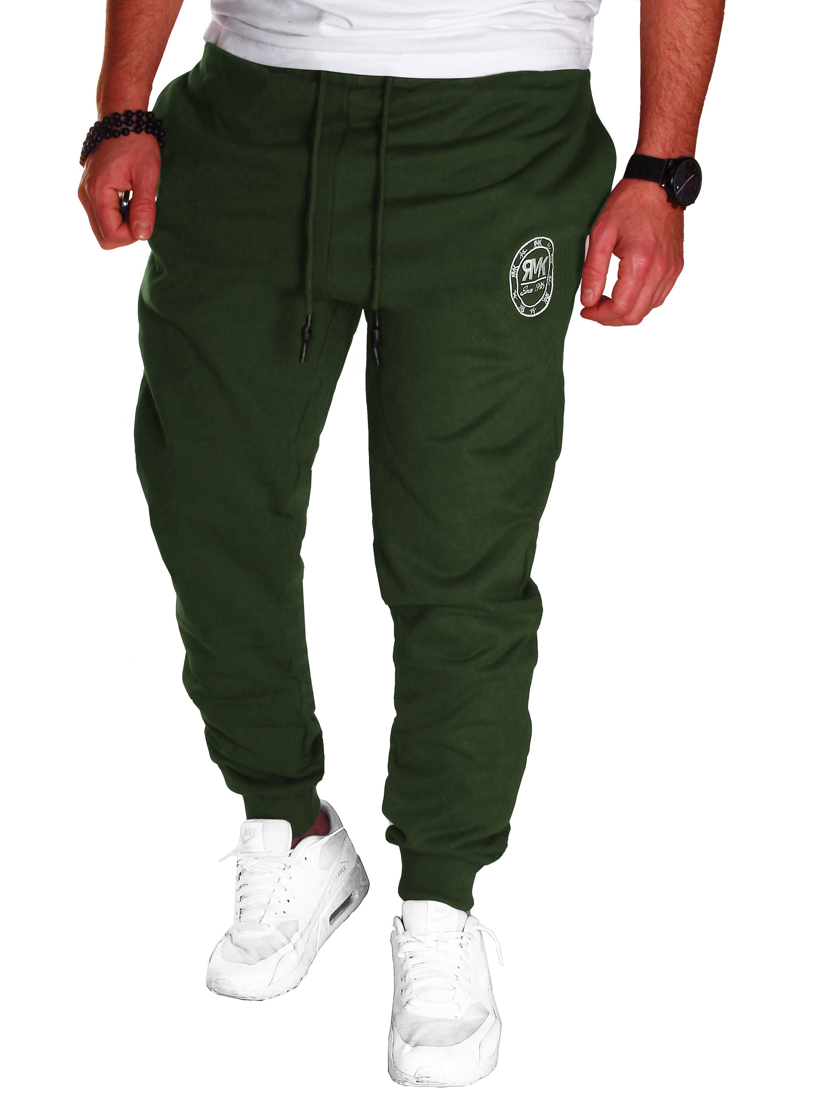 RMK Jogginghose Herren Trainingshose Fitnesshose Sporthose Sweatpants bequem gemütlich elastischer Bund Khaki