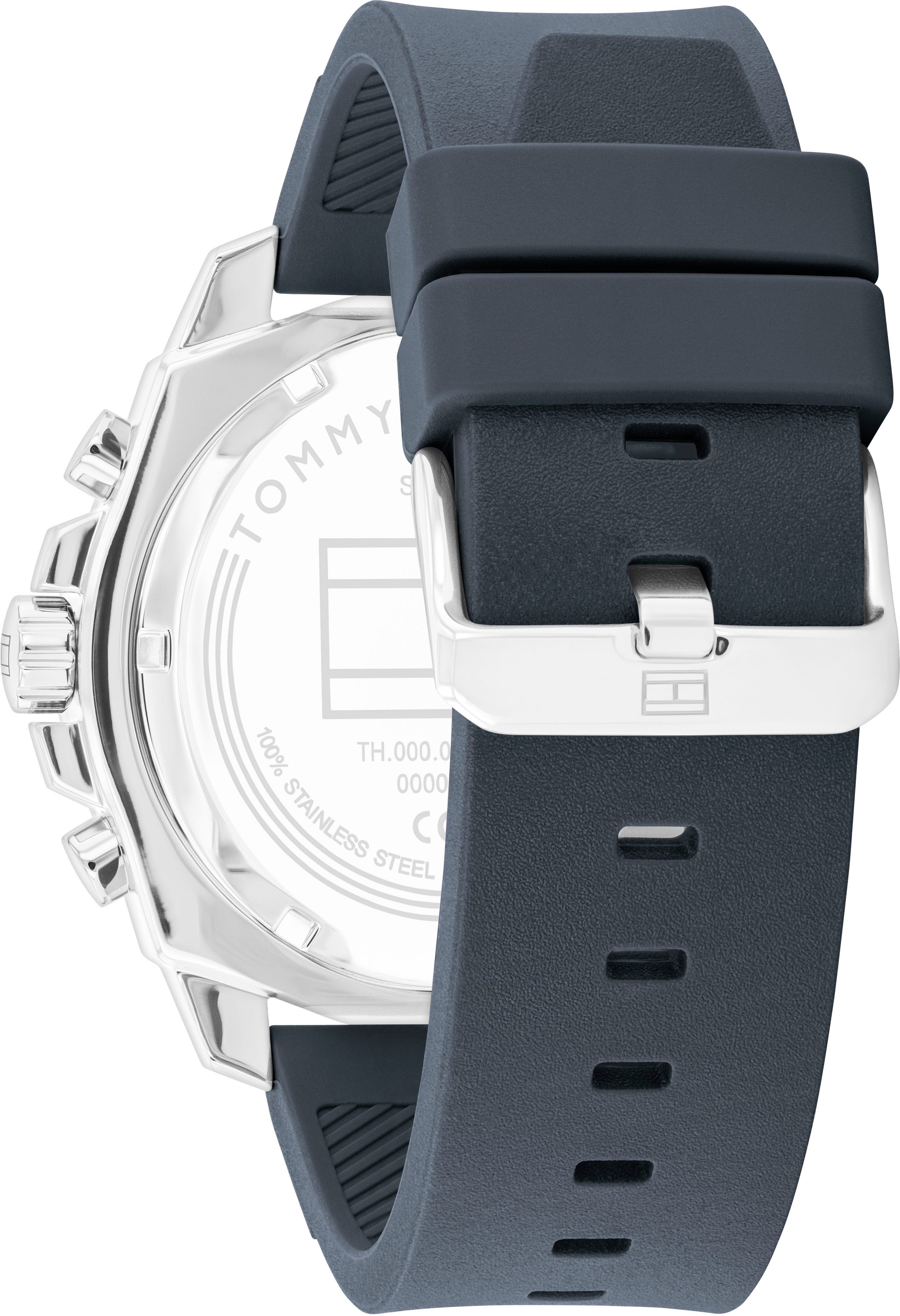 Tommy Hilfiger Multifunktionsuhr MORGAN 1710687, Quarzuhr, Armbanduhr, Herrenuhr, Silikonarmband, analog