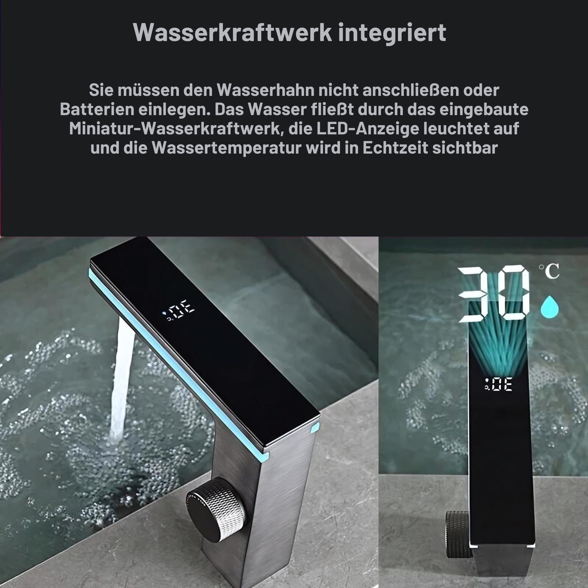 LuxaSteel Waschbeckenbrause Wasserhahn, Badarmatur, LED Wasserhahn günstig online kaufen