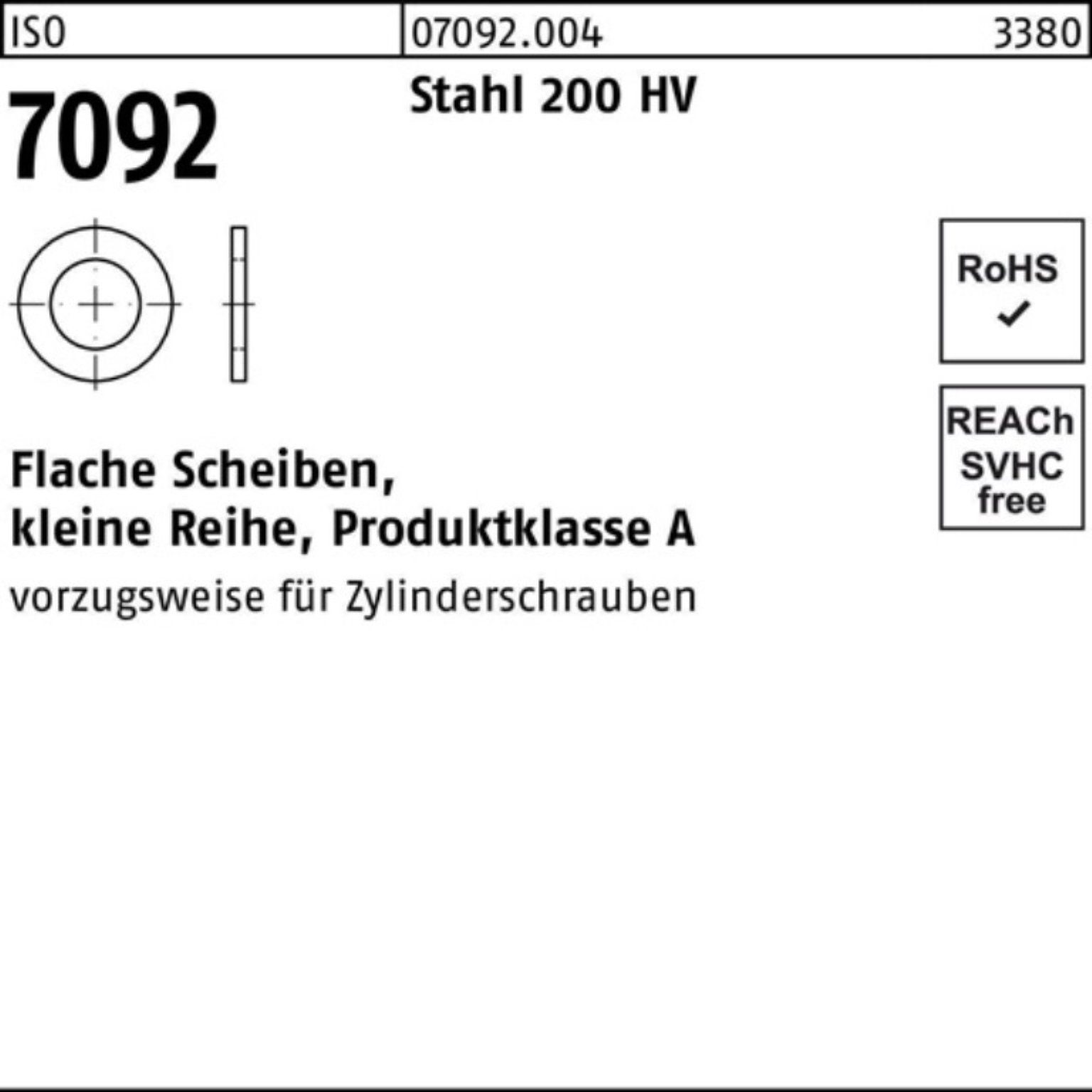 Unterlegscheibe Stück ISO 1000 7092 200 Unterlegscheibe Stahl Pack 1000er 70 ISO Reyher 6 HV
