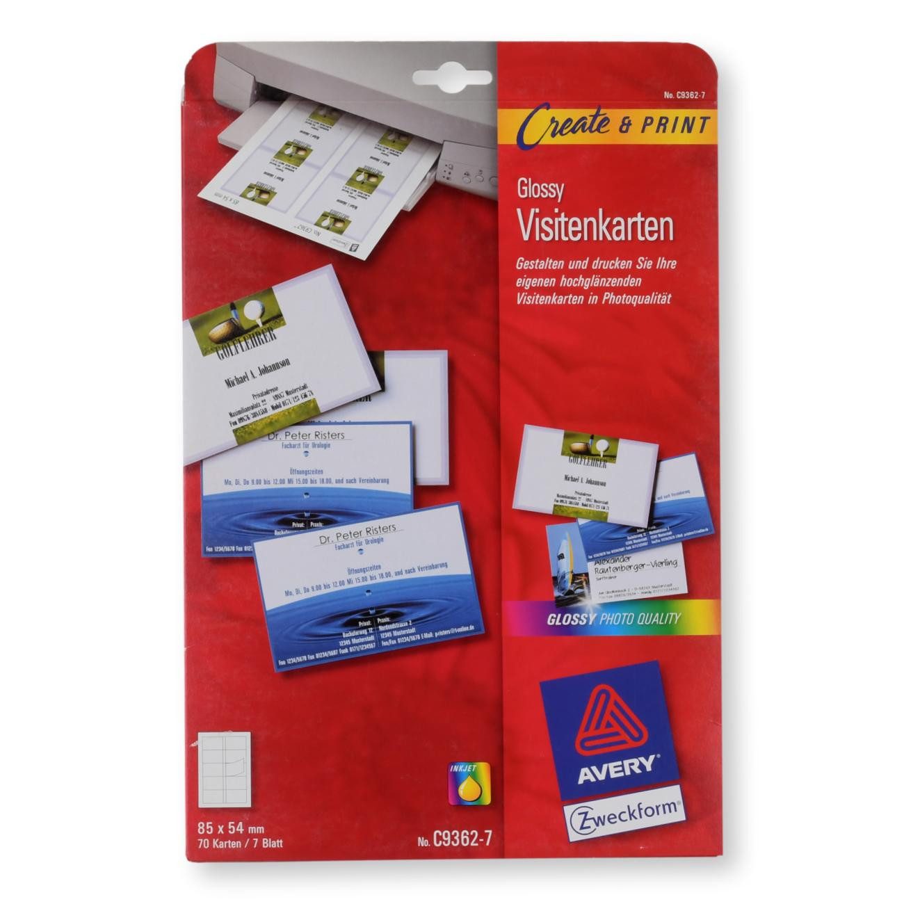 Avery Zweckform Визитные карточки Glossy Визитные карточки Inkjet 85x54mm