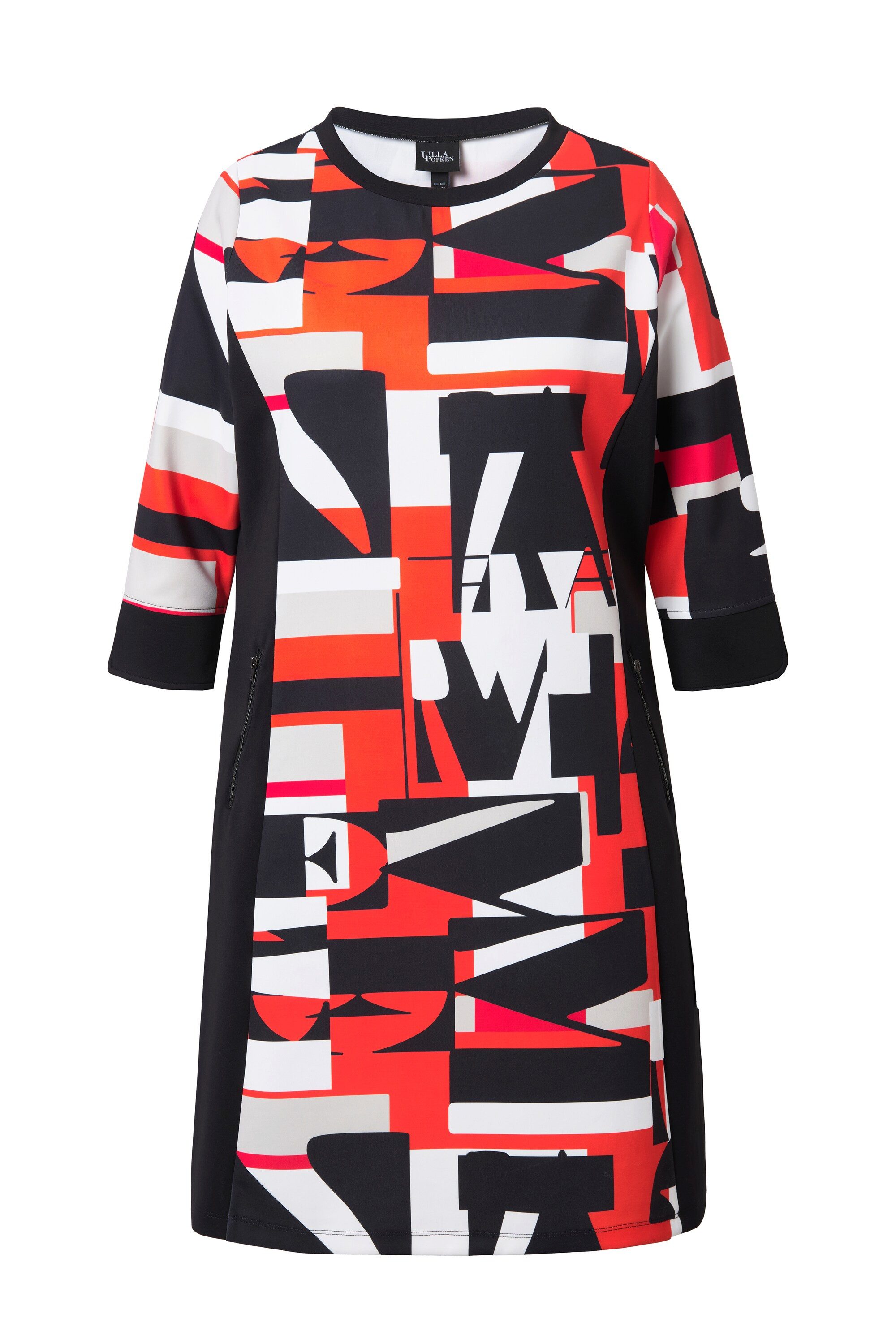 Ulla Popken Minikleid Punto-Kleid Buchstaben U-Boot-Ausschnitt 3/4-Arm günstig online kaufen